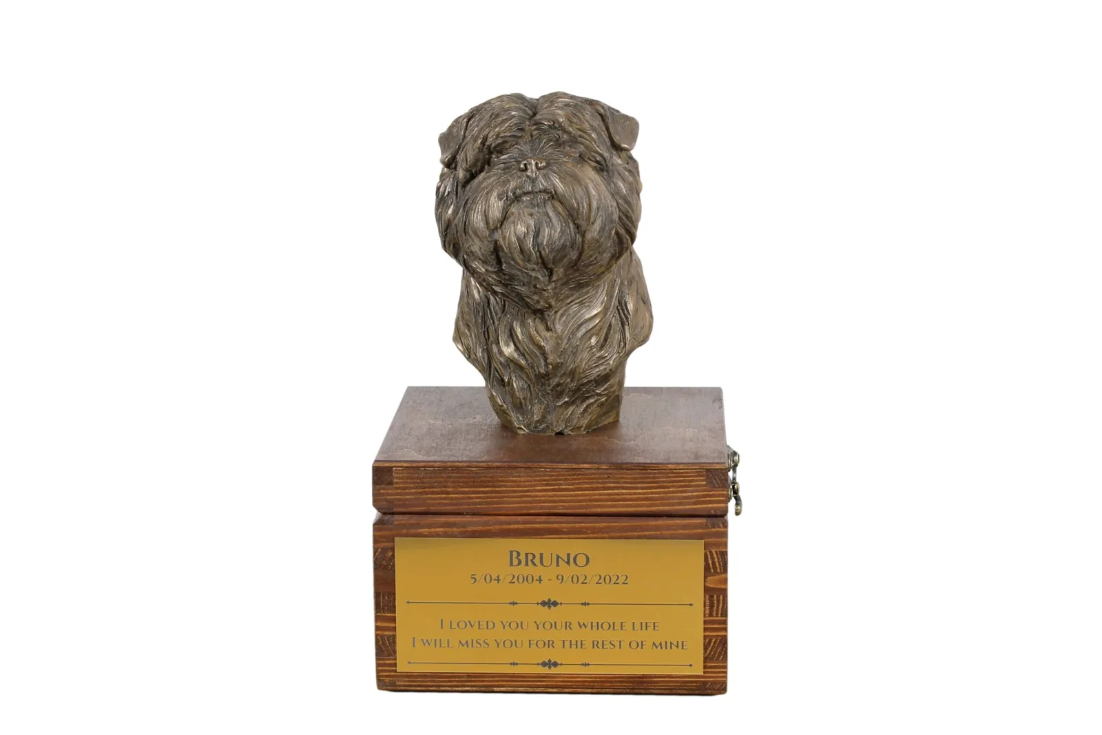 Affenpinscher urn met beeldje – persoonlijke urn voor hondenas