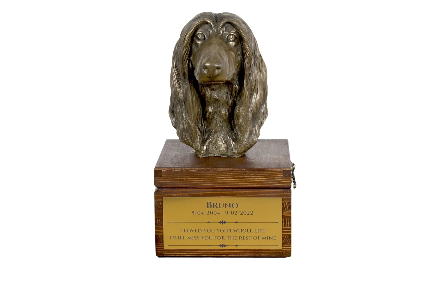 Afghaanse Hond urn met beeldje – gepersonaliseerde hondenurn