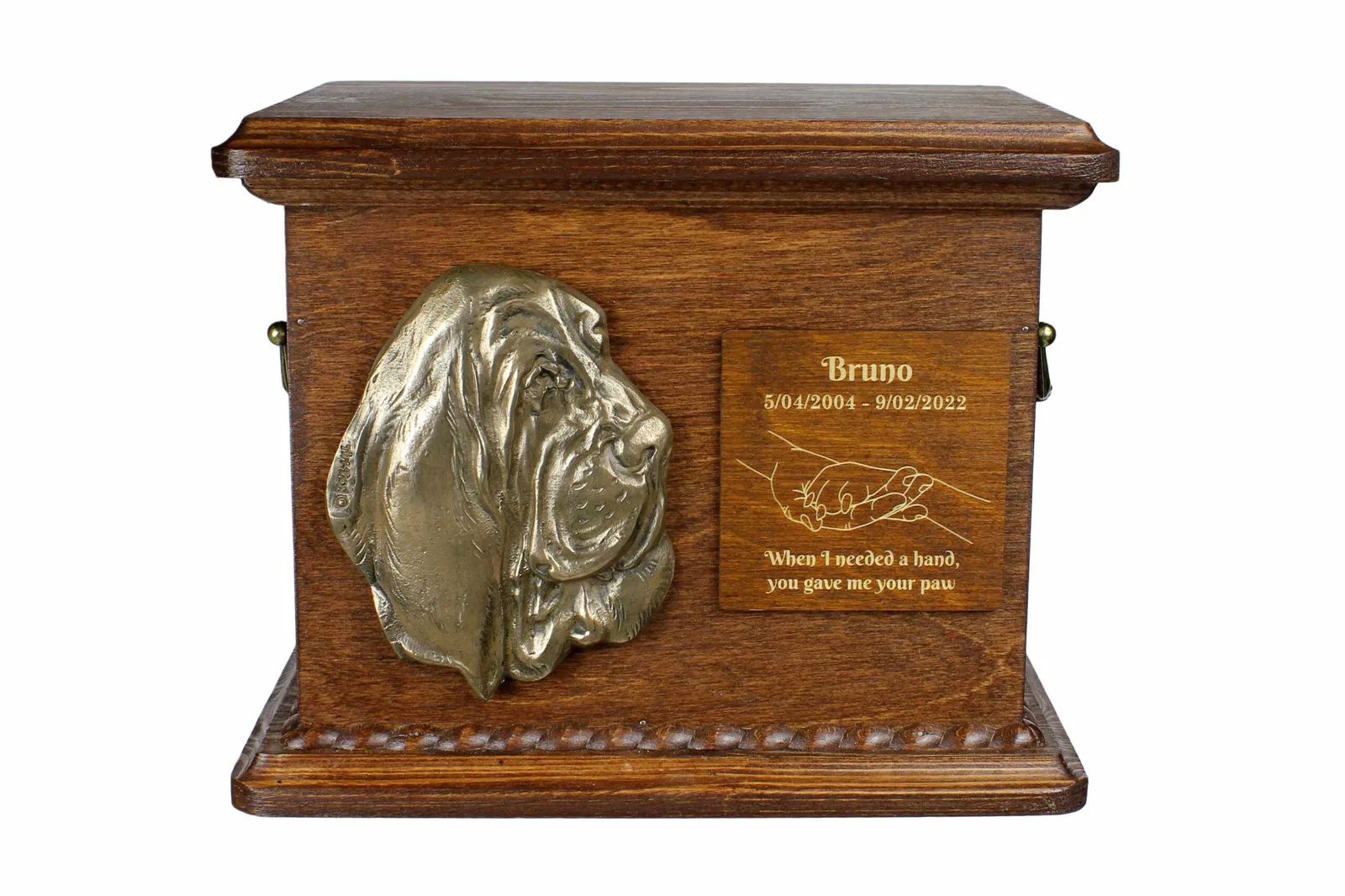 Basset Hound urn – gepersonaliseerde urn met gravure en reliëf
