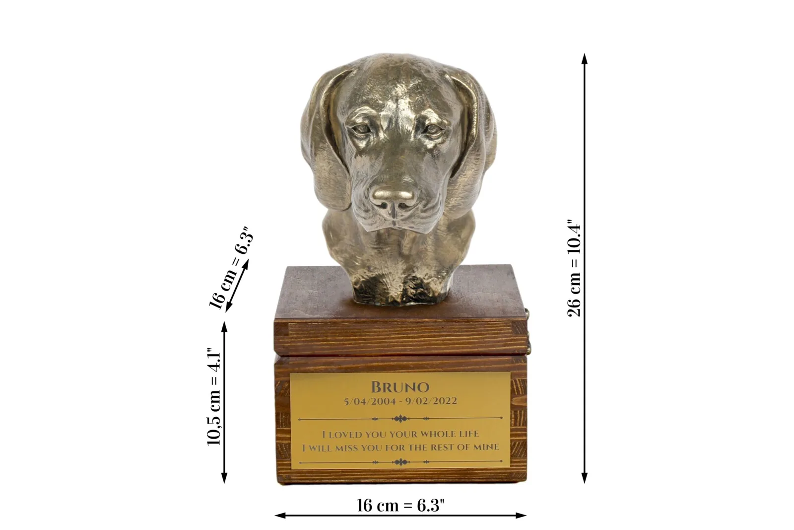 Bavarian Mountain Hound urn met hondenbuste – gepersonaliseerde hondenurn — foto 6