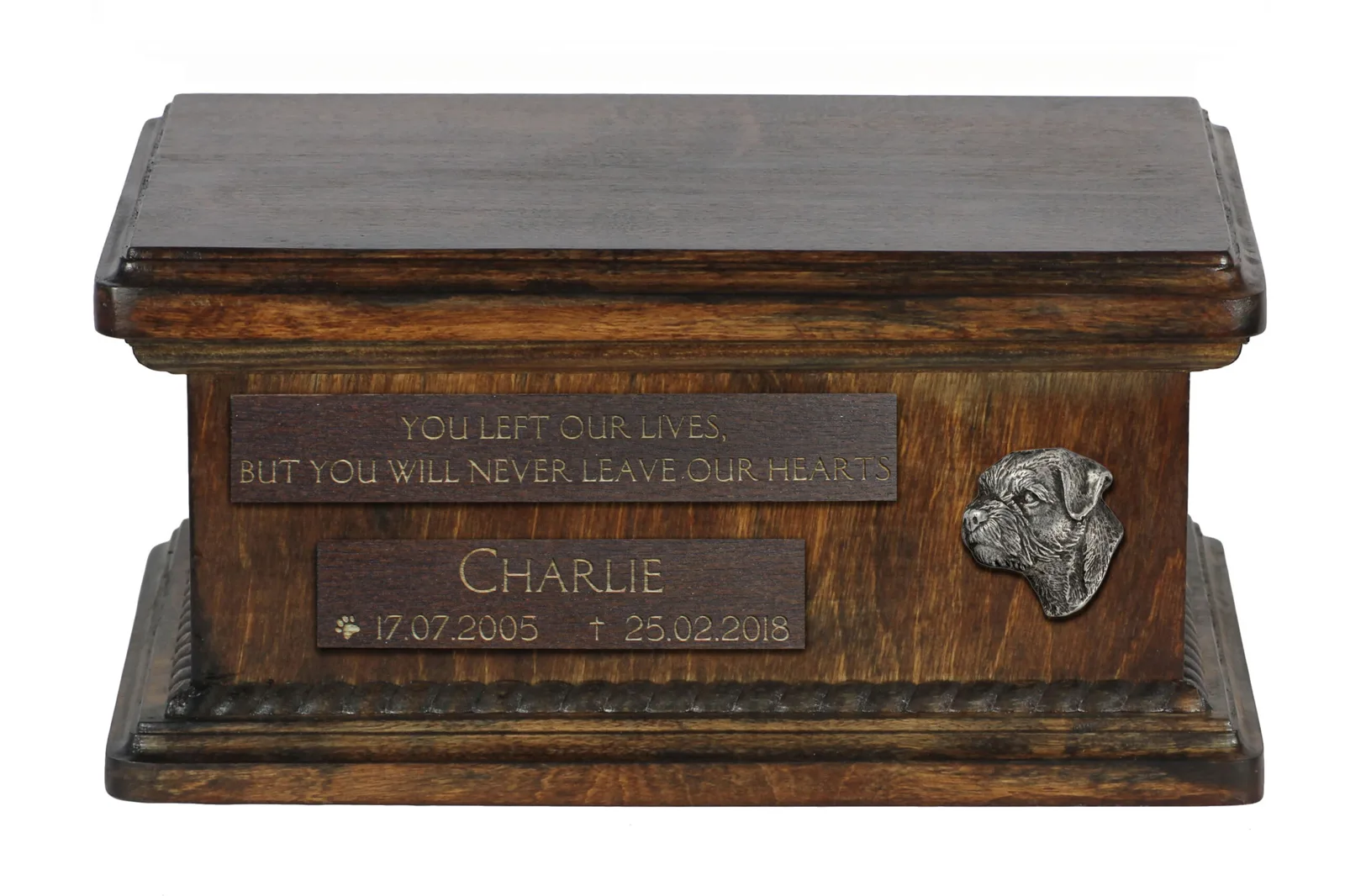 Border Terrier – Houten urn voor hondenas, gepersonaliseerd met gravure