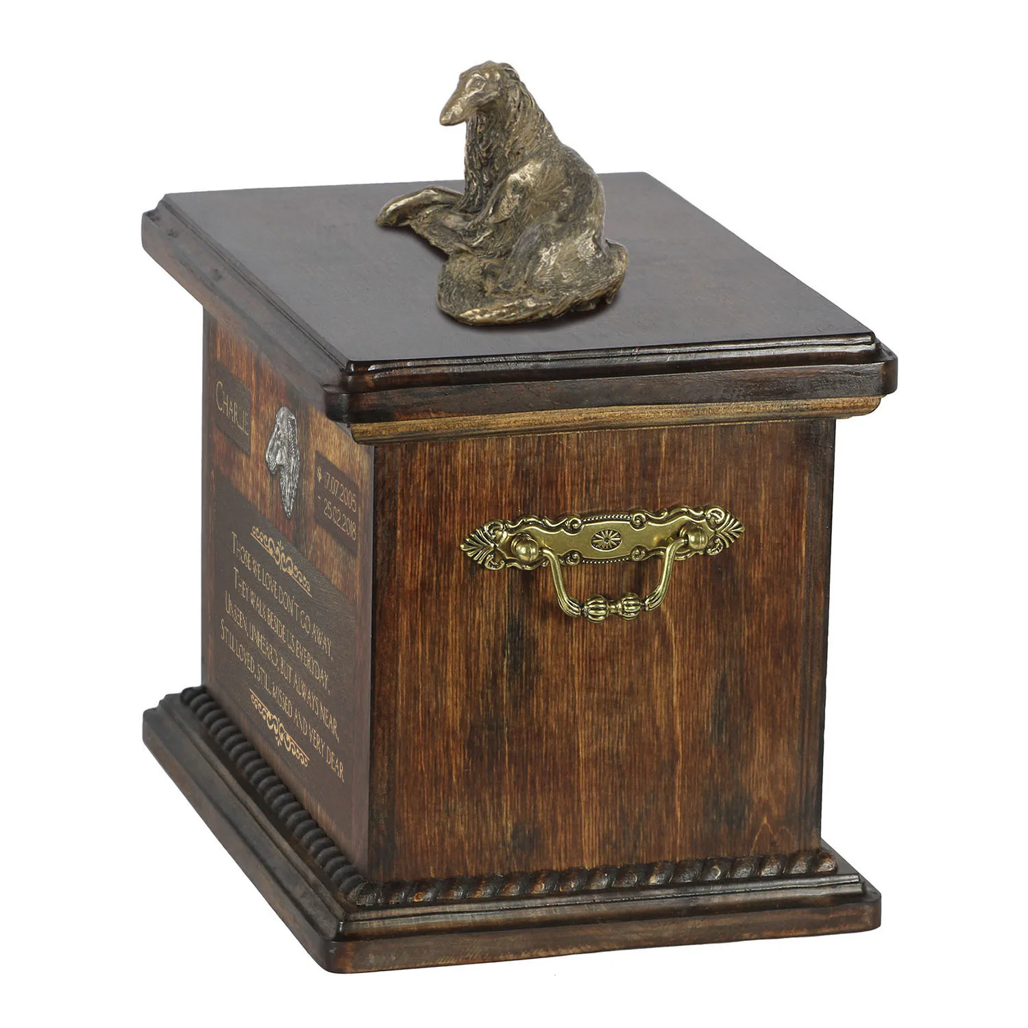 Borzoi urn met beeldje – gepersonaliseerde urn voor hondenas — foto 2
