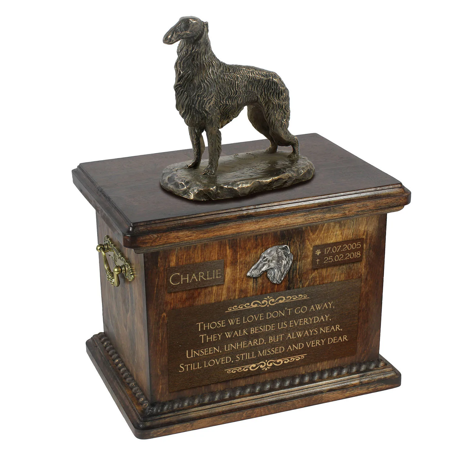Borzoi urn met standbeeld – gepersonaliseerde urn voor hondenas — foto 2