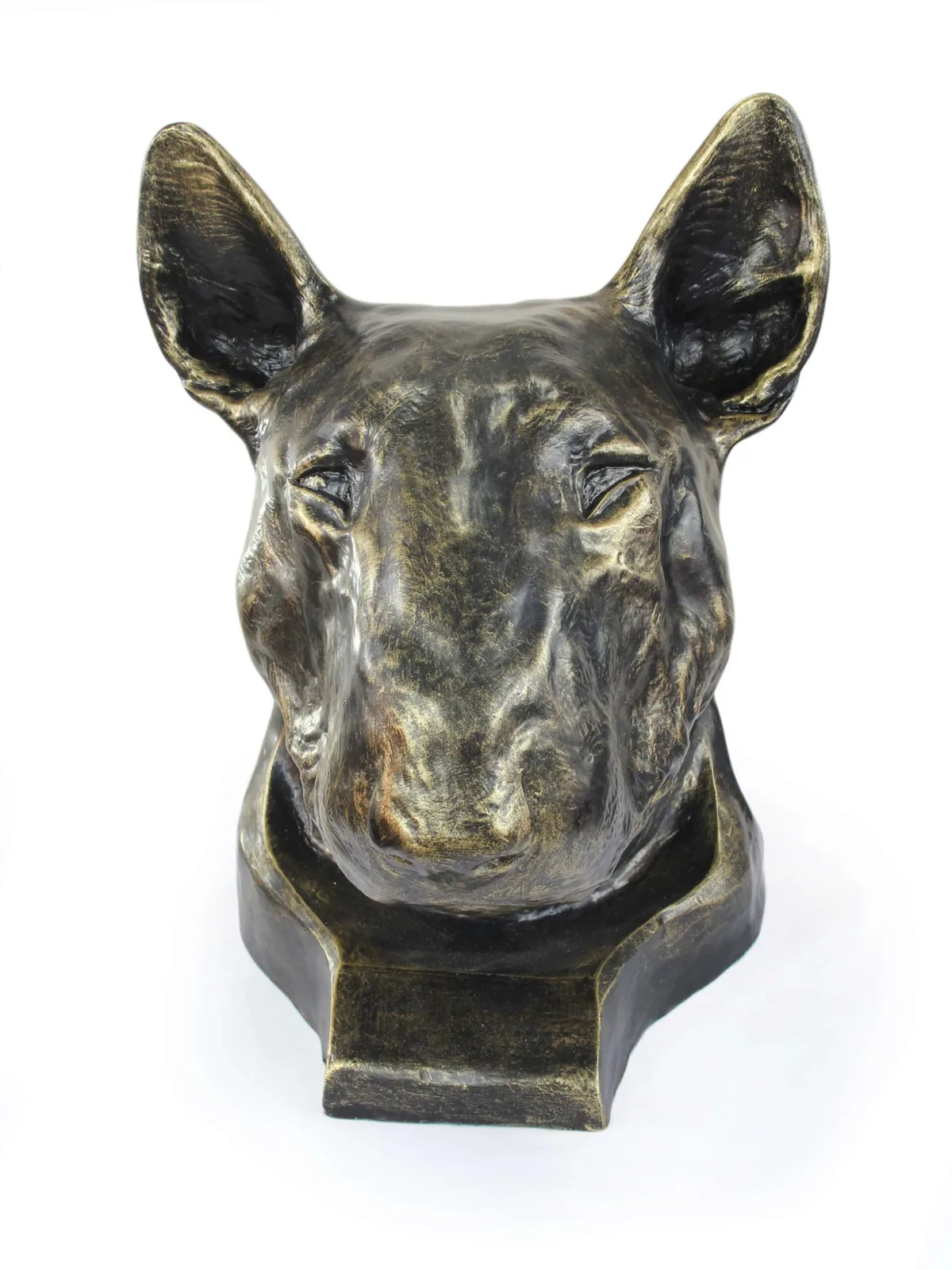 Bull Terrier urn en tuinbeeld – grote hondenkop voor as van uw hond