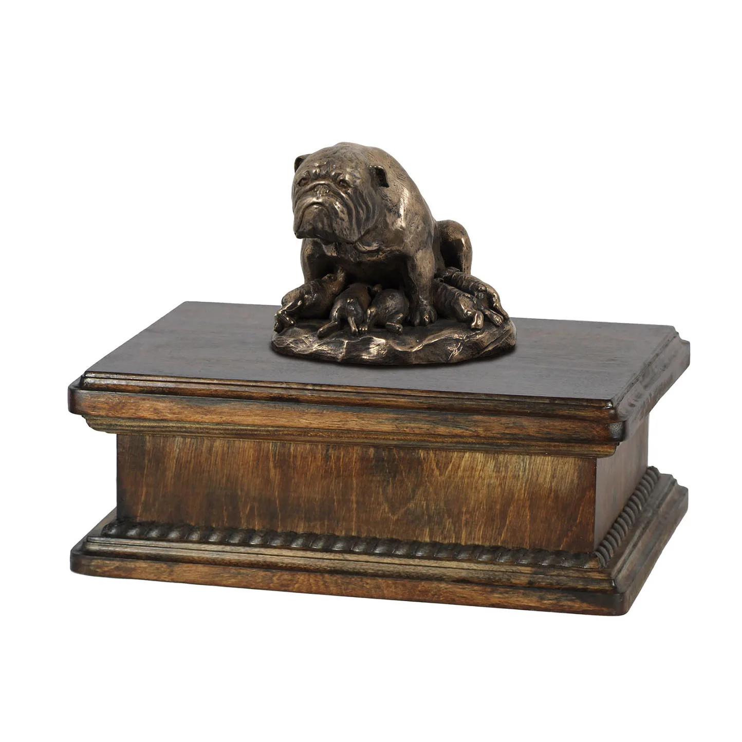 Bulldog urn – elegante urn met beeldje voor hondenas
