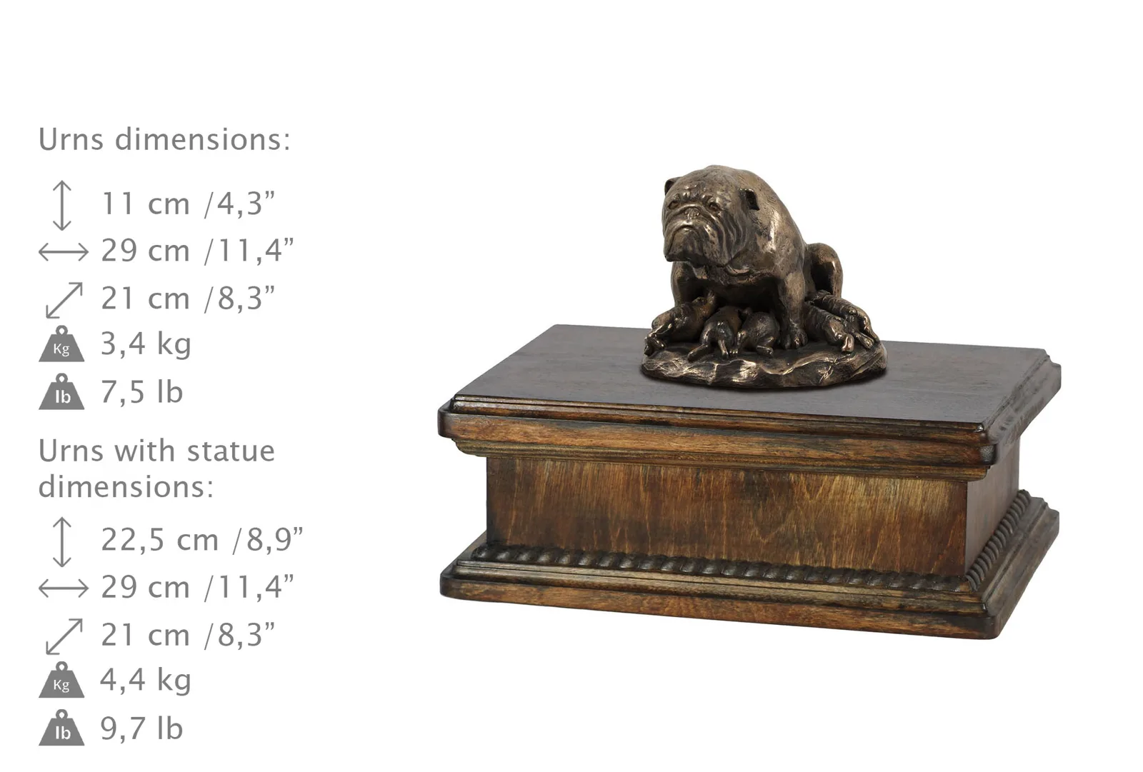 Bulldog urn – elegante urn met beeldje voor hondenas — foto 3