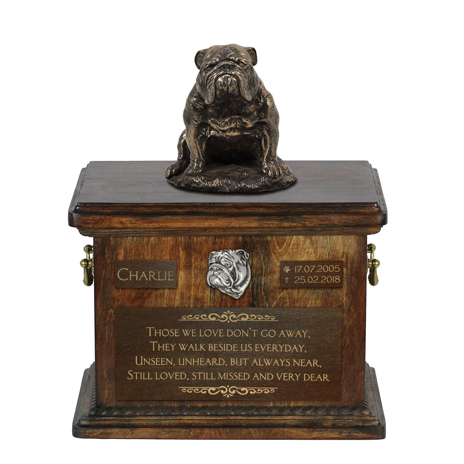 Bulldog urn met beeldje – gepersonaliseerde urn voor hondenas