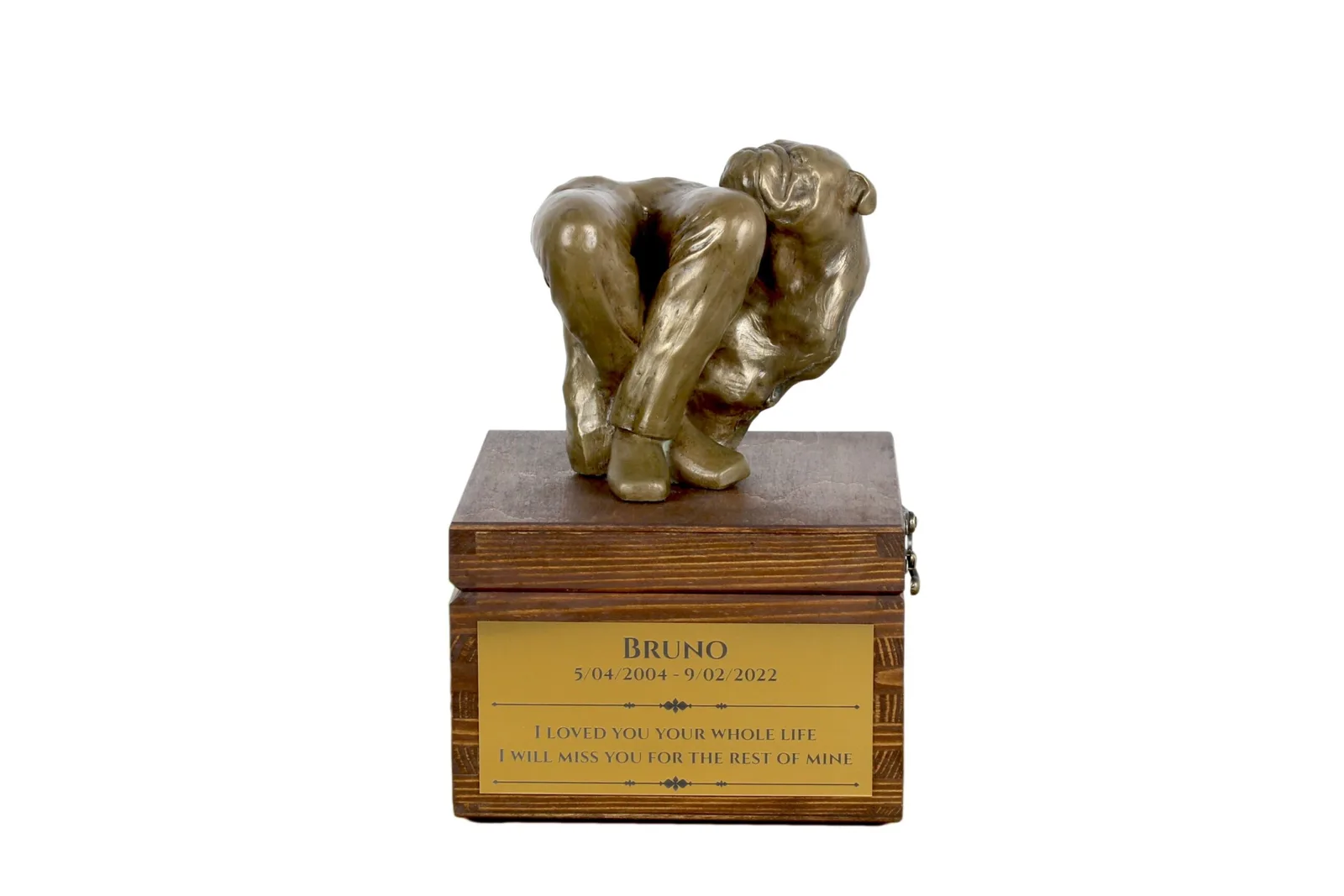 Bulldog urn met beeldje – persoonlijke urn voor hondenas