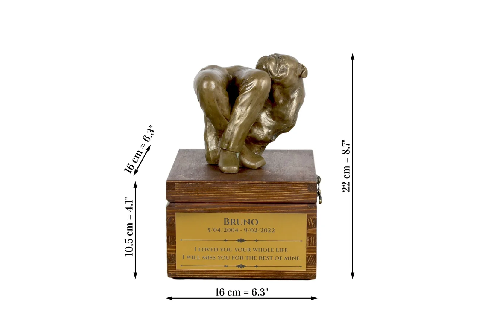 Bulldog urn met beeldje – persoonlijke urn voor hondenas — foto 8