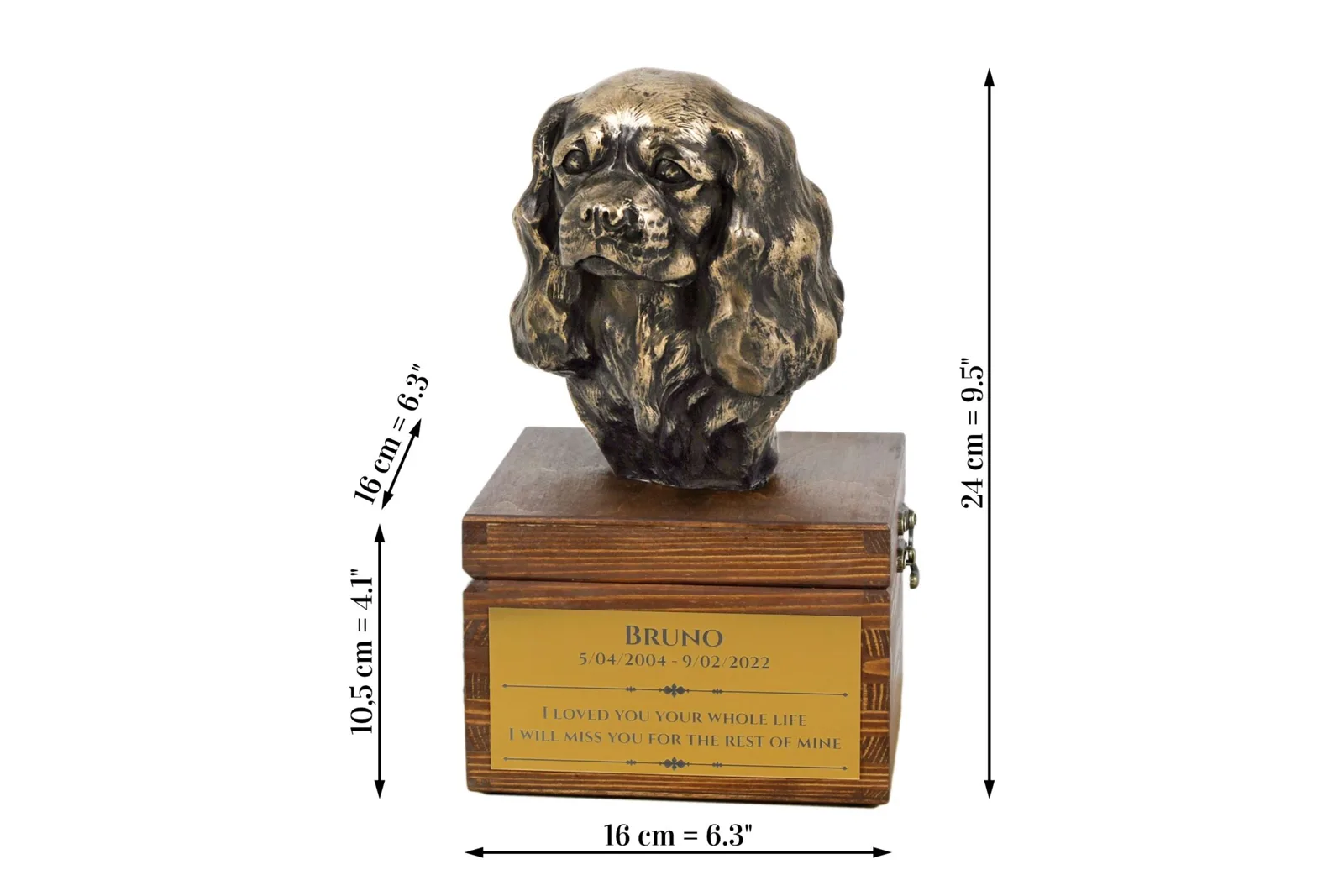 Cavalier King Charles Spaniel urn met gravure en hondensculptuur — foto 6