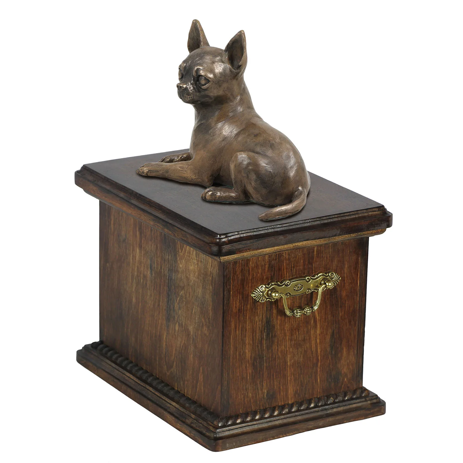 Chihuahua urn met beeldje – elegante urn voor de as van uw hond