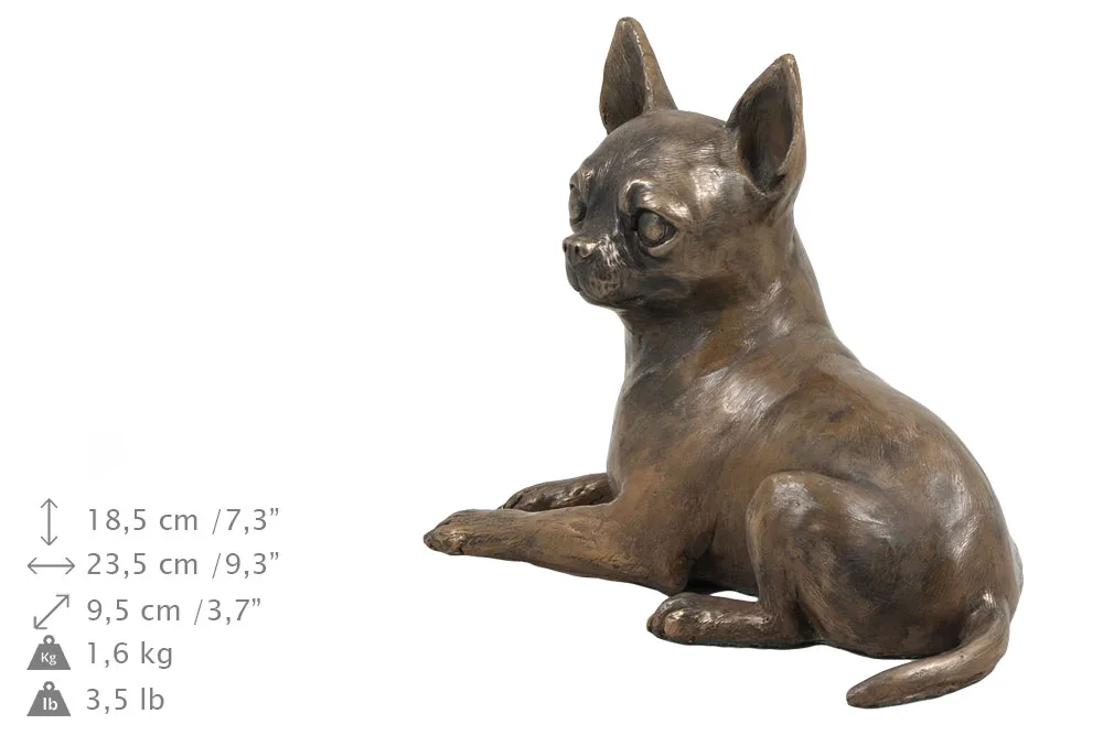 Chihuahua urn met beeldje – elegante urn voor de as van uw hond — foto 3