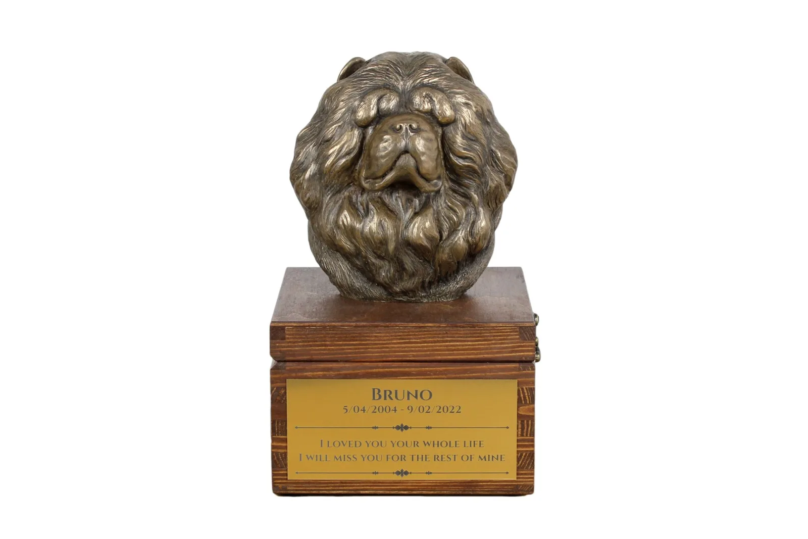 Chow Chow urn met hondenstandbeeld – gepersonaliseerde kleine urn
