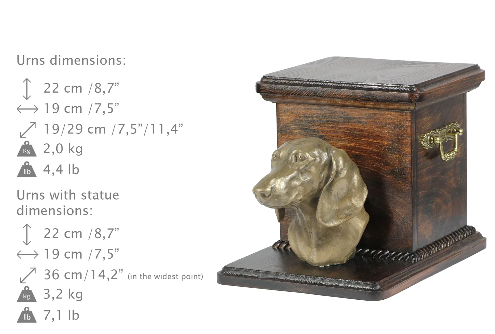 Dachshund urn met beeldje – elegante urn voor hondenas — foto 8