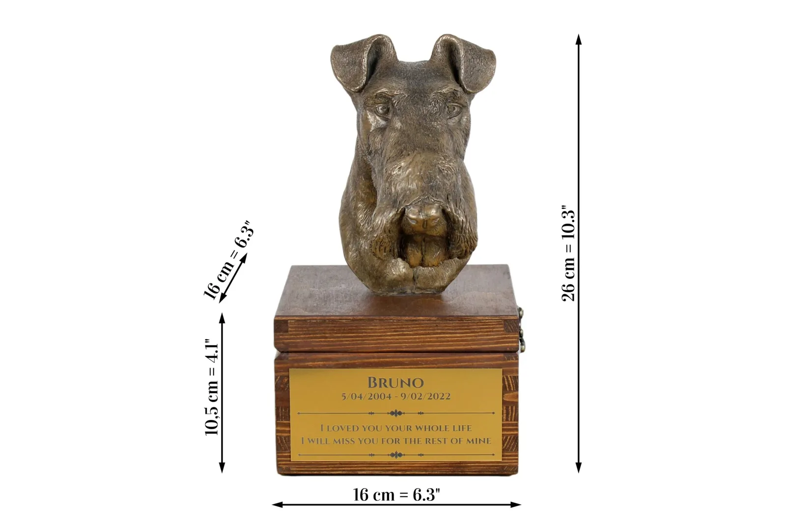 Draadhaar Fox Terrier urn met beeldje – persoonlijke hondenurn — foto 8