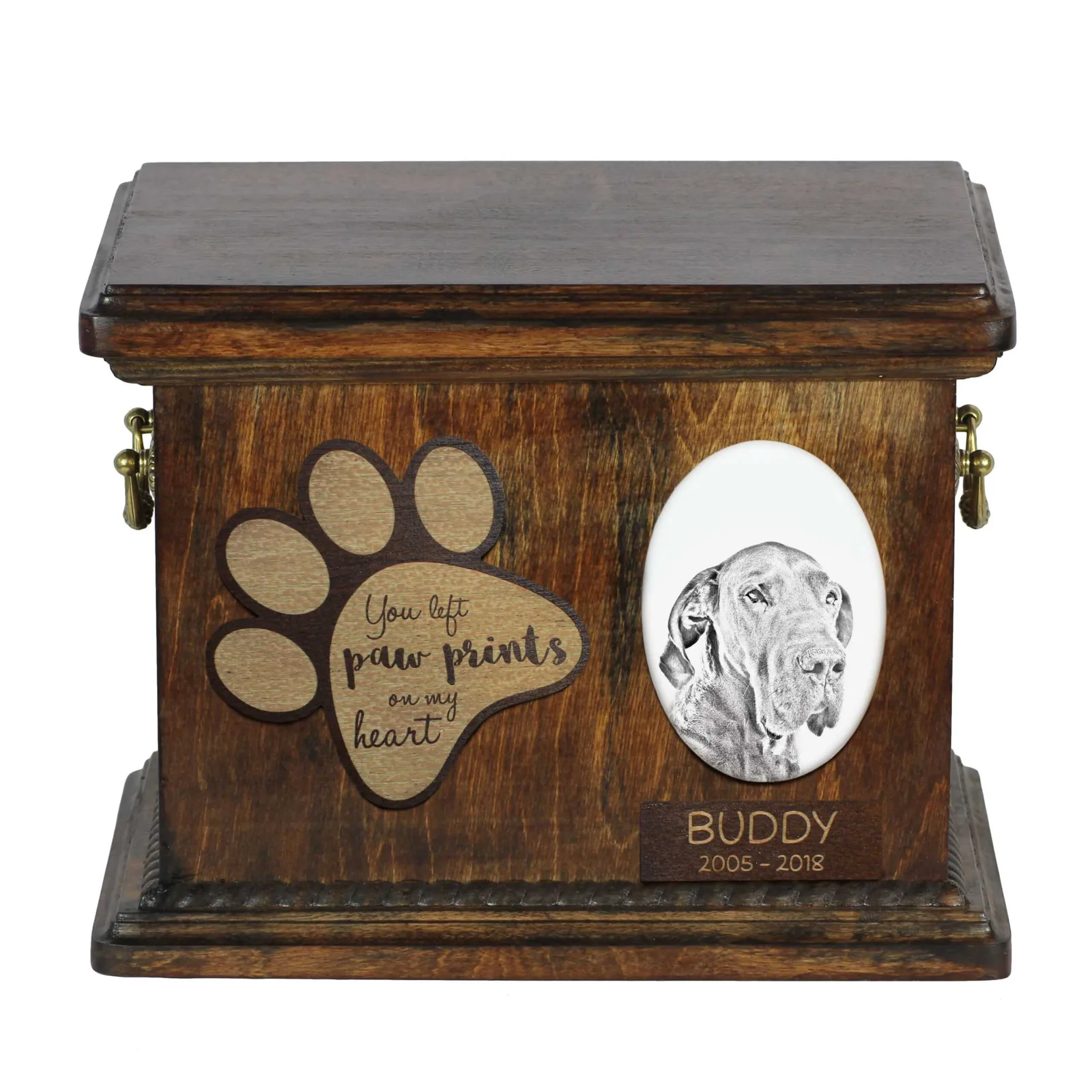 Duitse Dog – gepersonaliseerde urn met foto voor hondenas.