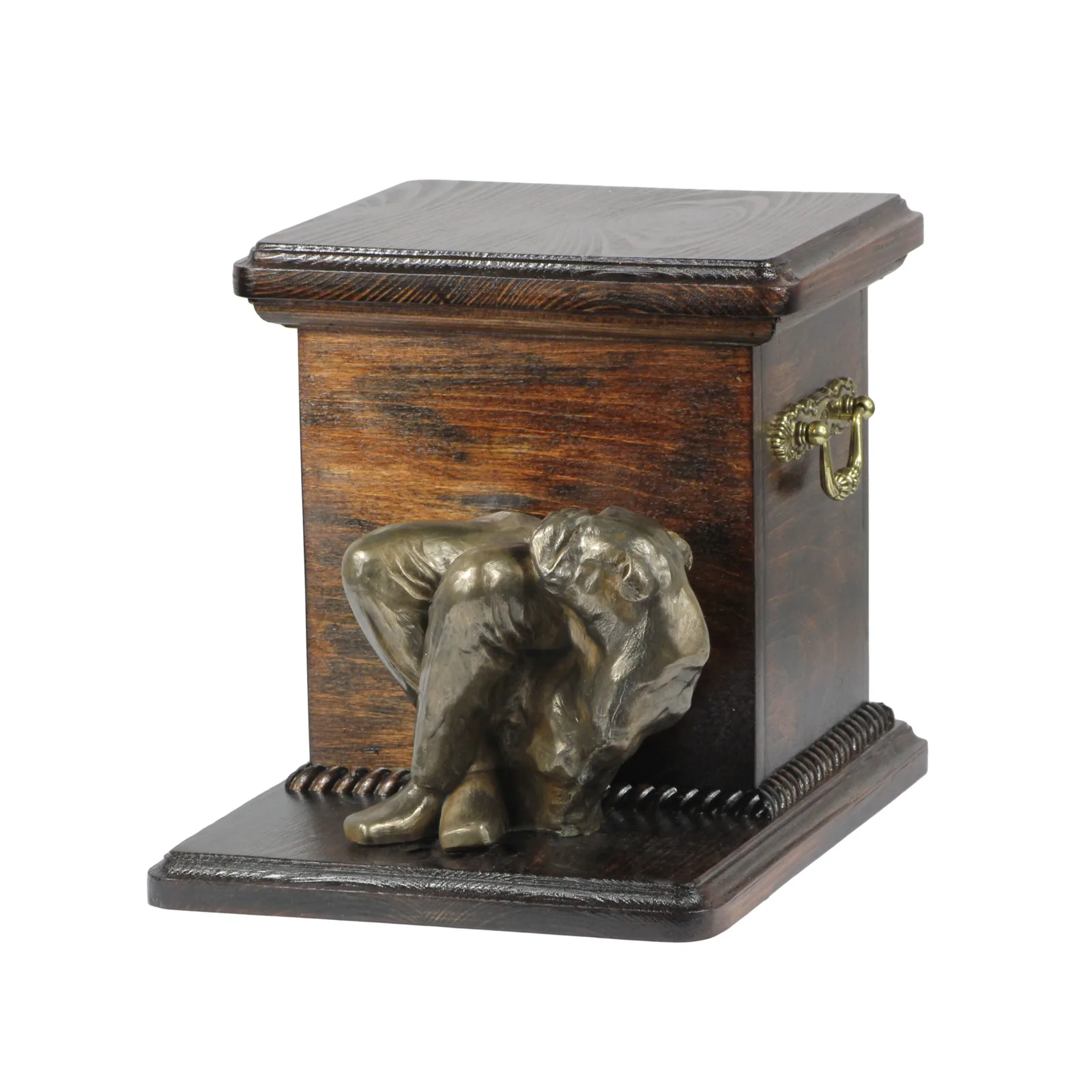 Elegante bulldog urn met beeldje voor hondenas, uniek en stijlvol