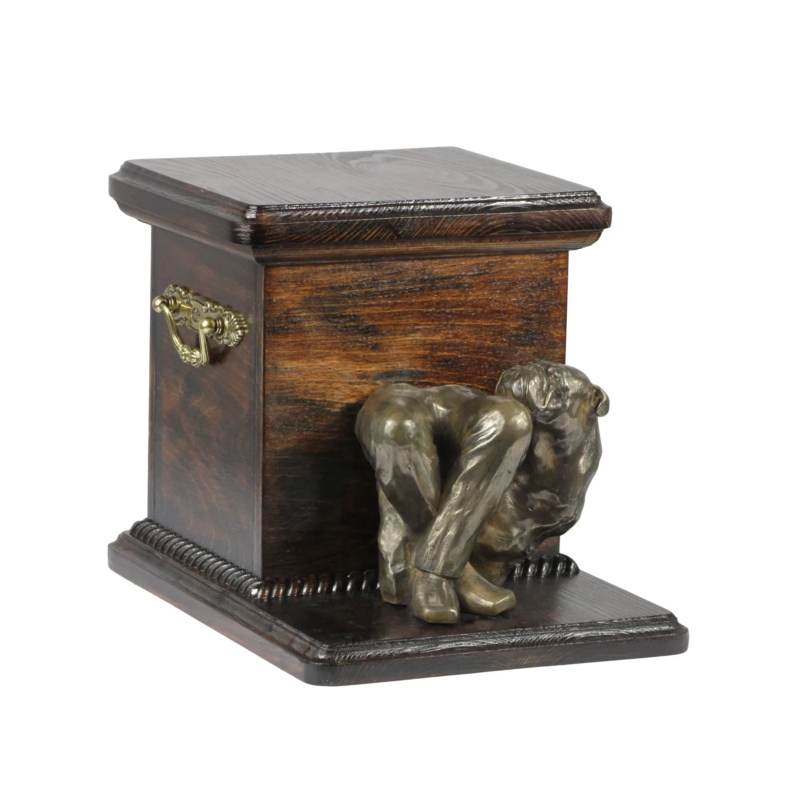 Elegante bulldog urn met beeldje voor hondenas, uniek en stijlvol — foto 2