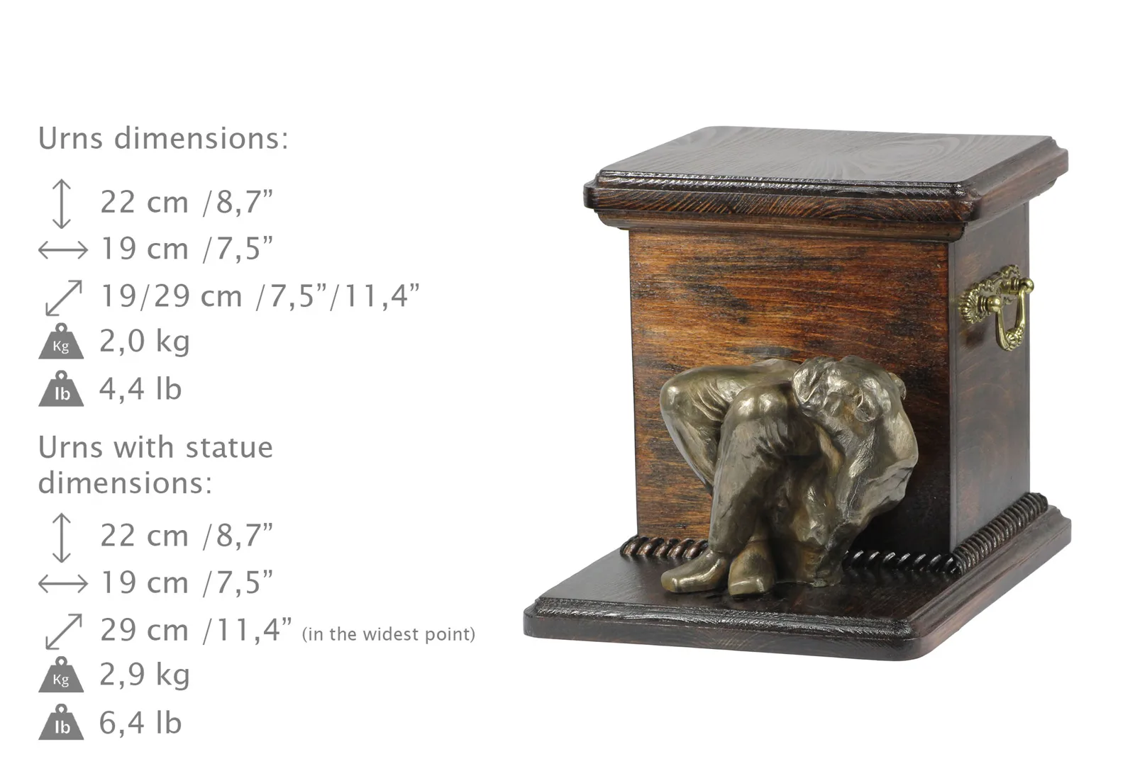 Elegante bulldog urn met beeldje voor hondenas, uniek en stijlvol — foto 8