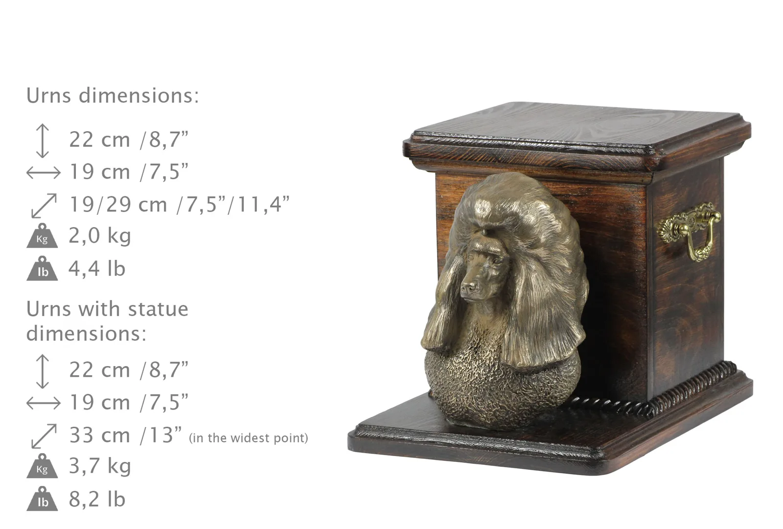 Elegante poedel urn met beeldje voor hondenas, uniek en stijlvol — foto 8