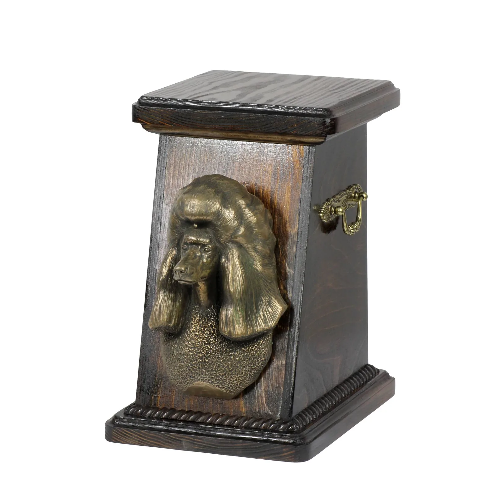Elegante poedel urn met hondenbuste voor het bewaren van as