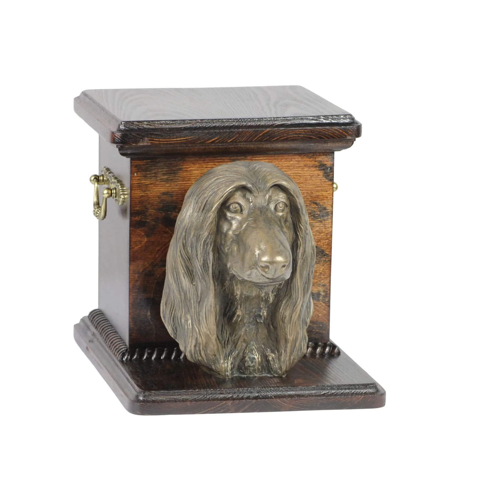 Elegante urn voor Afghan Hound met beeldje – unieke hondenurn