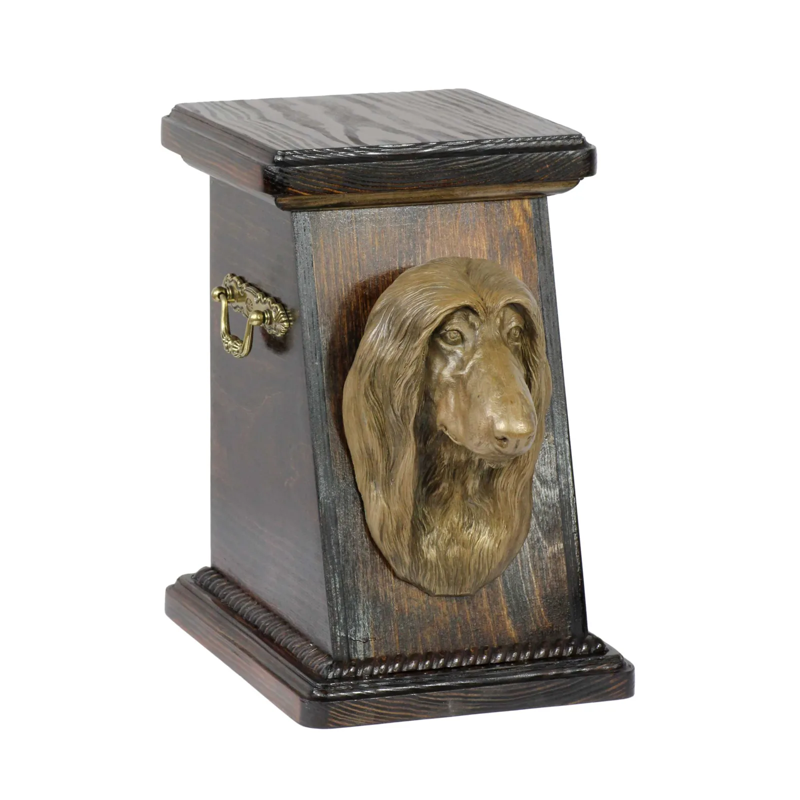 Elegante urn voor Afghan Hound met hondenbuste ter nagedachtenis
