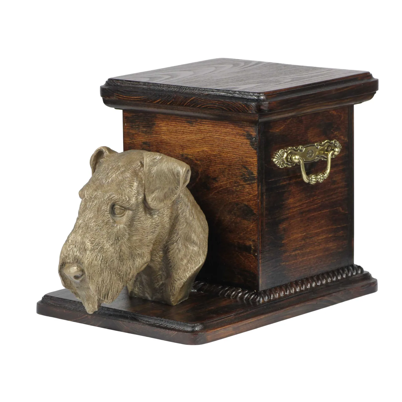 Elegante urn voor Airedale en Bingley Terrier met hondenbuste