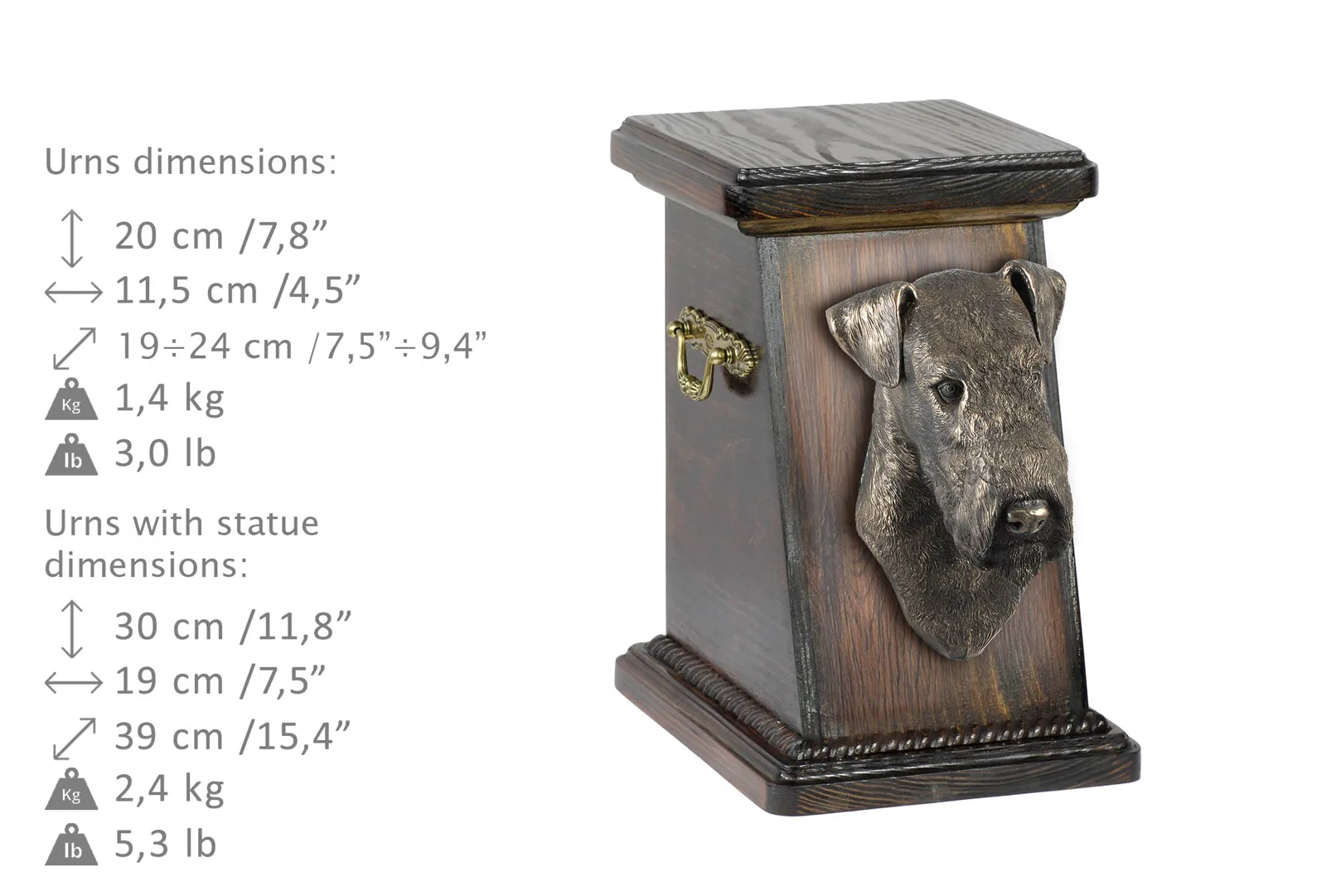 Elegante urn voor Airedale Terrier en Bingley Terrier met hondenbuste — foto 3