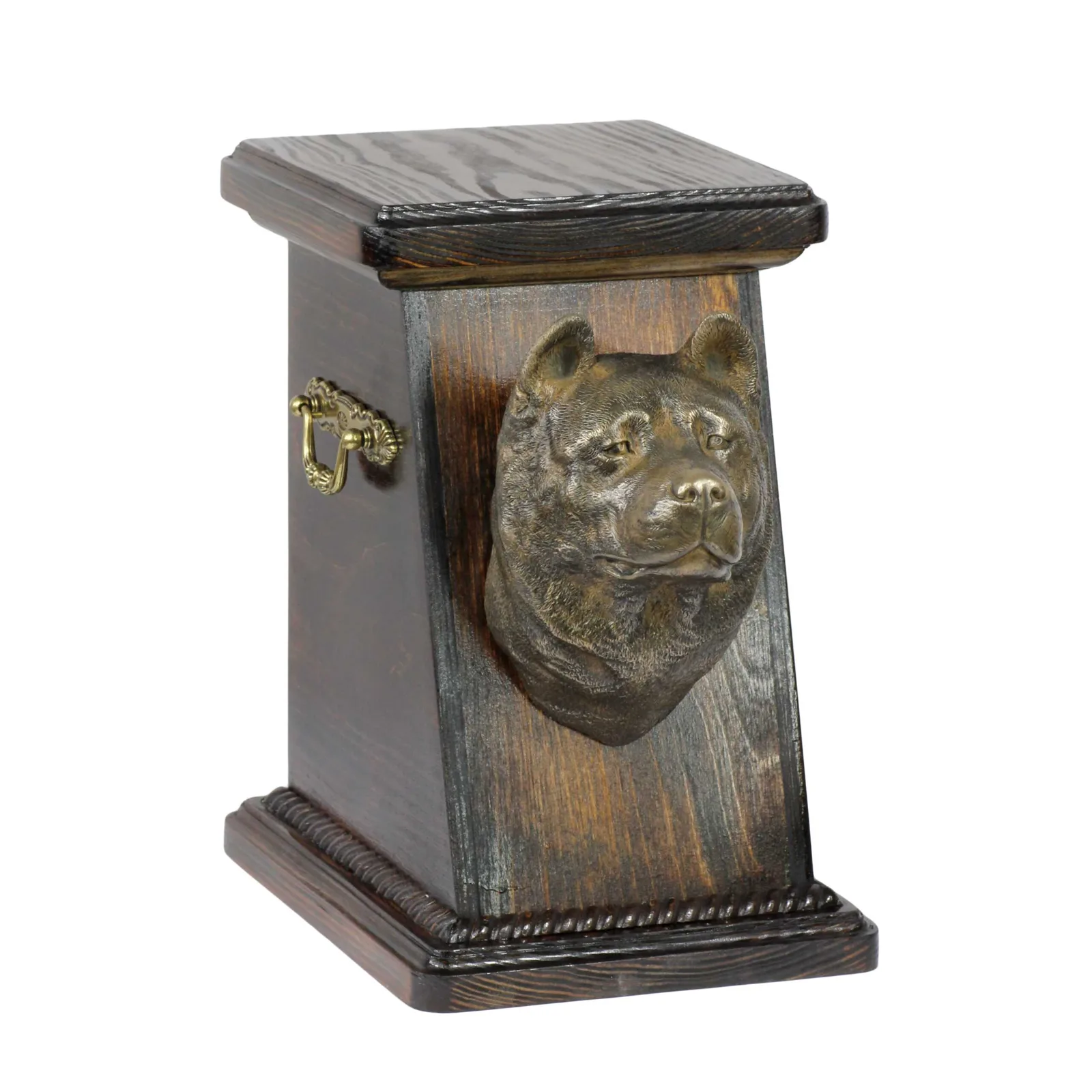 Elegante urn voor Akita-hond, met beeldje ter nagedachtenis