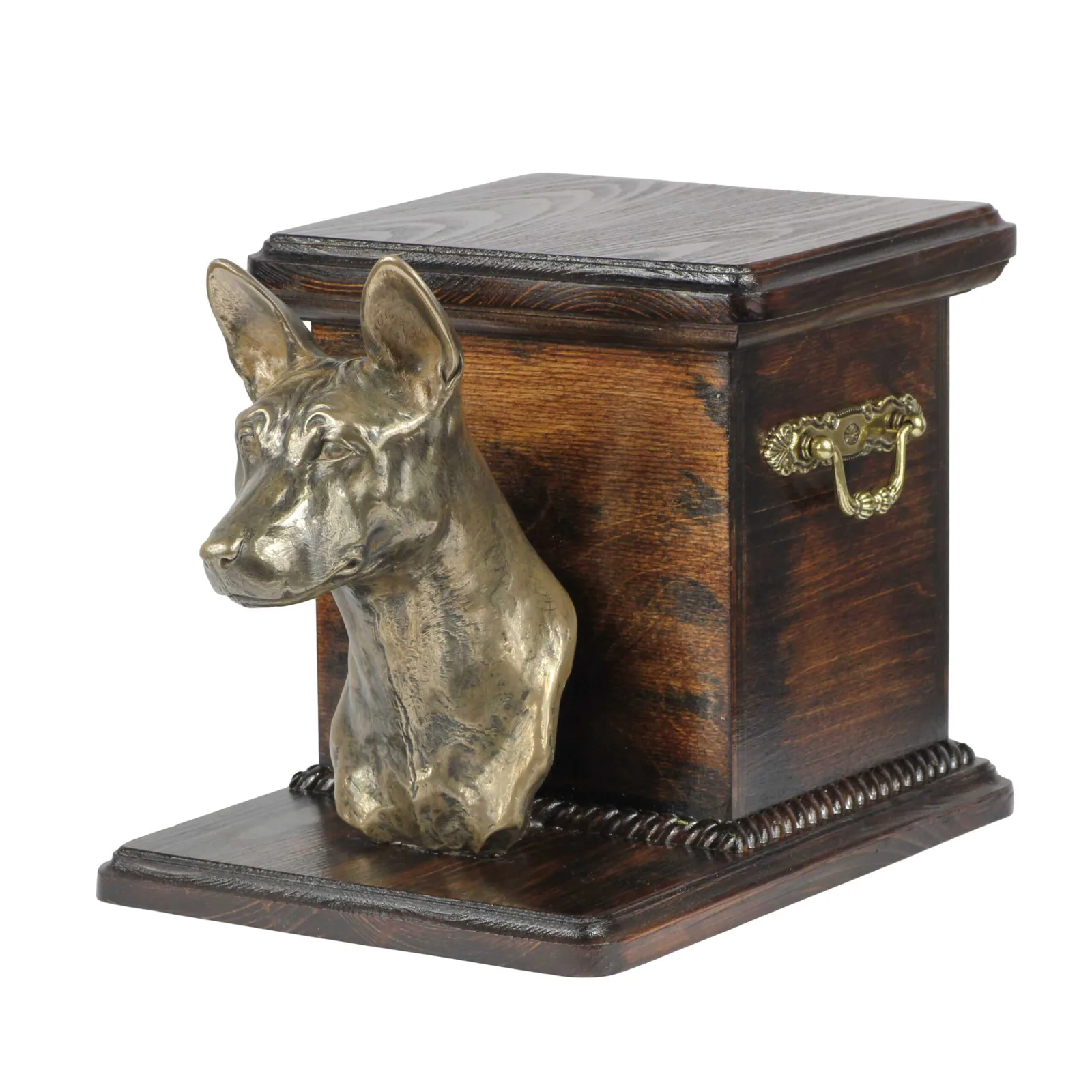 Elegante urn voor Basenji, Afrikaanse bos hond en Congo hond met beeldje