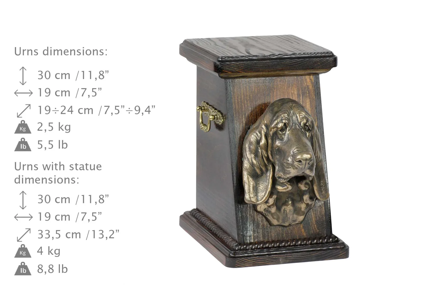 Elegante urn voor Basset Hound as, met hondenbuste als herinnering — foto 6