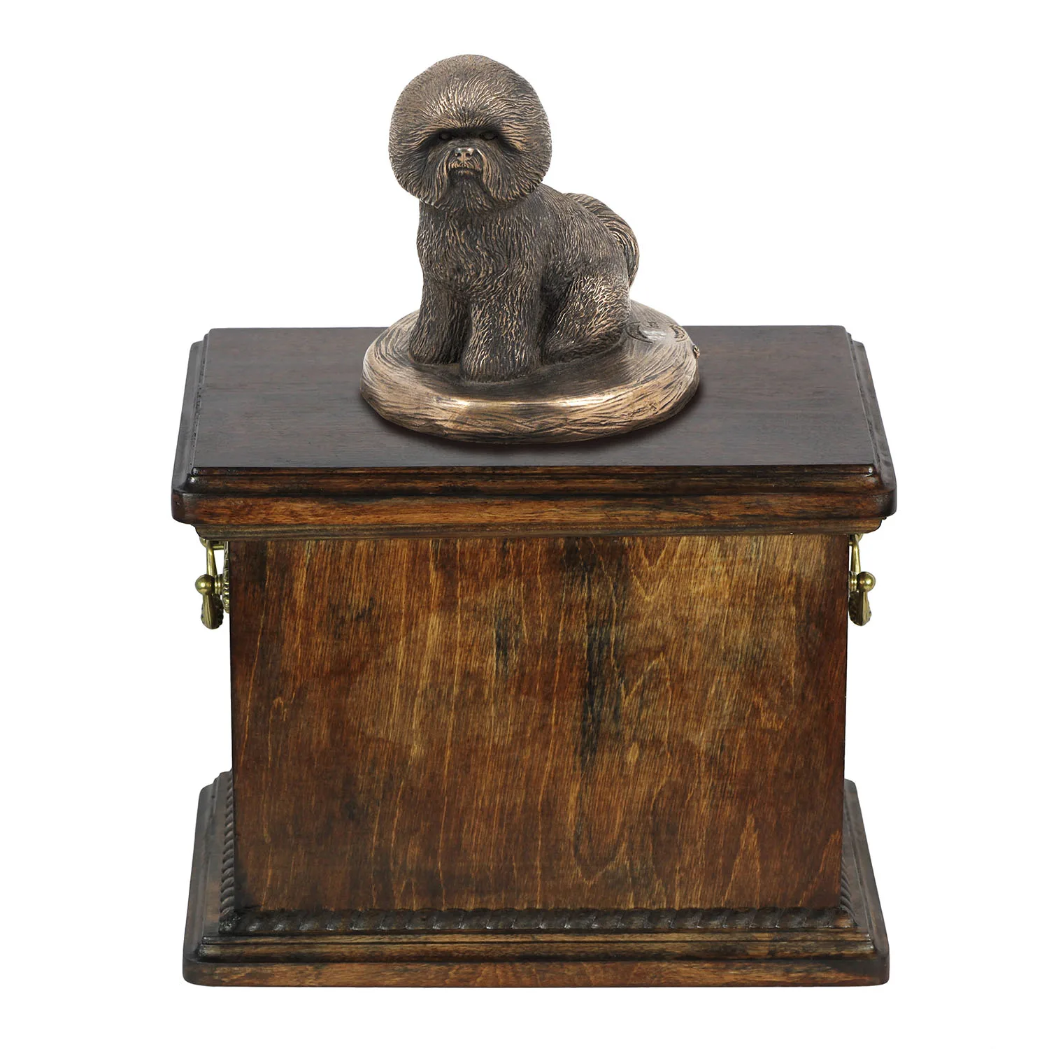 Elegante urn voor Bichon Frise met beeldje in klassieke stijl