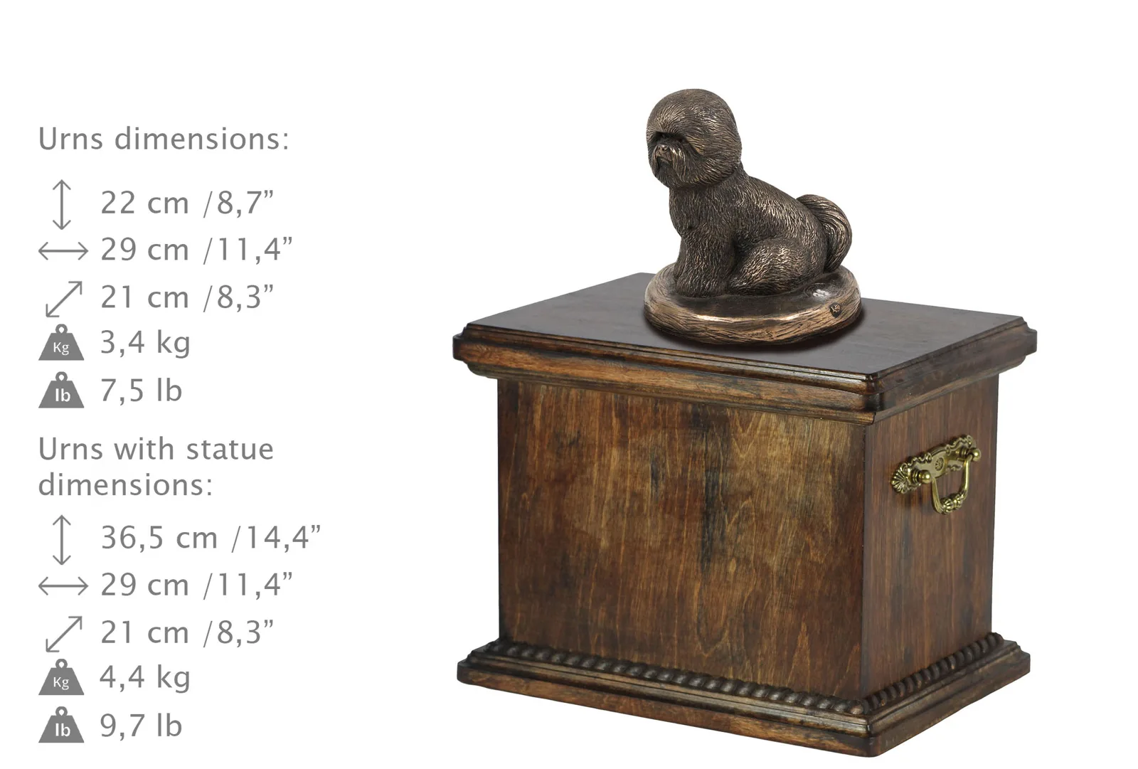 Elegante urn voor Bichon Frise met beeldje in klassieke stijl — foto 3