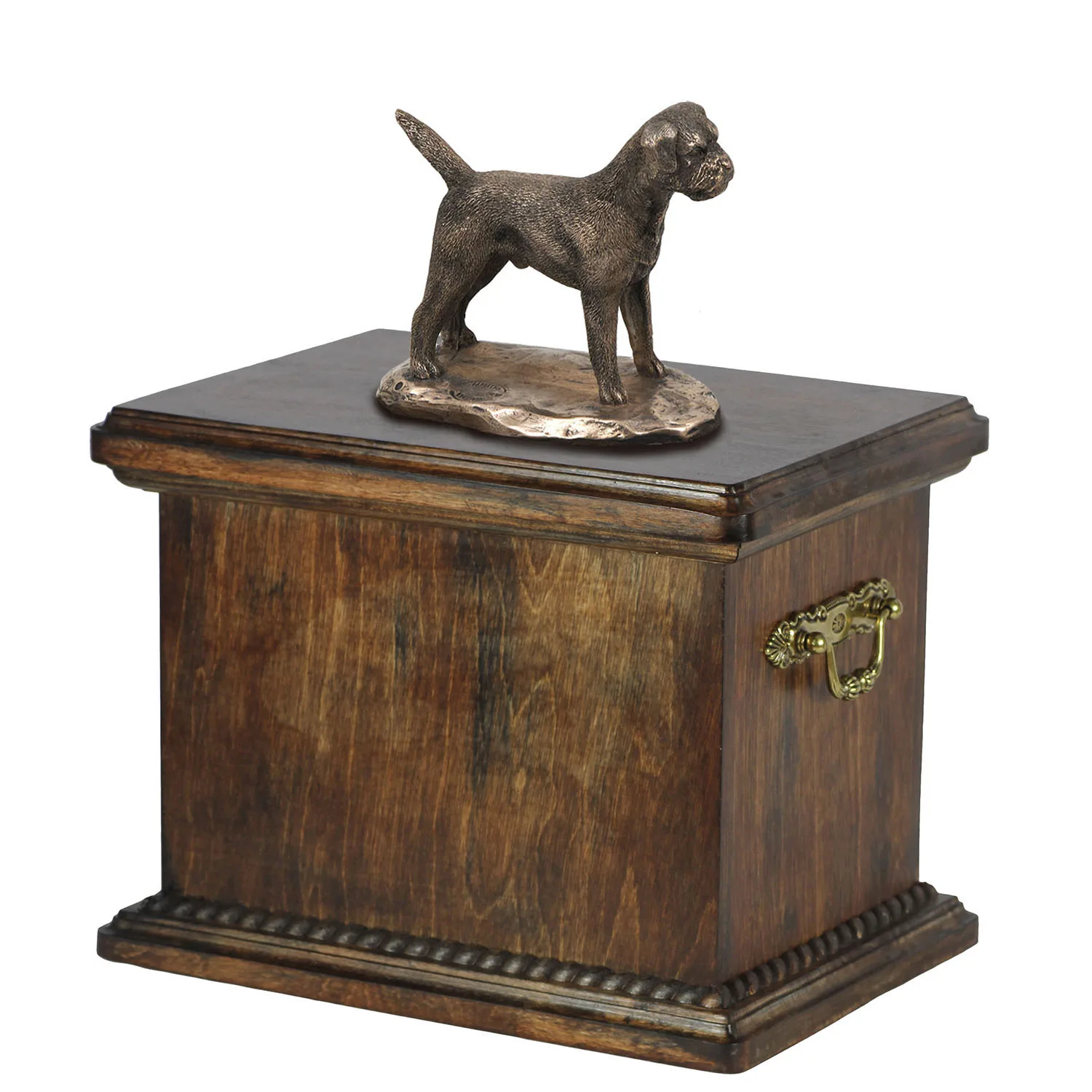 Elegante urn voor Border Terrier met beeldje in klassieke stijl