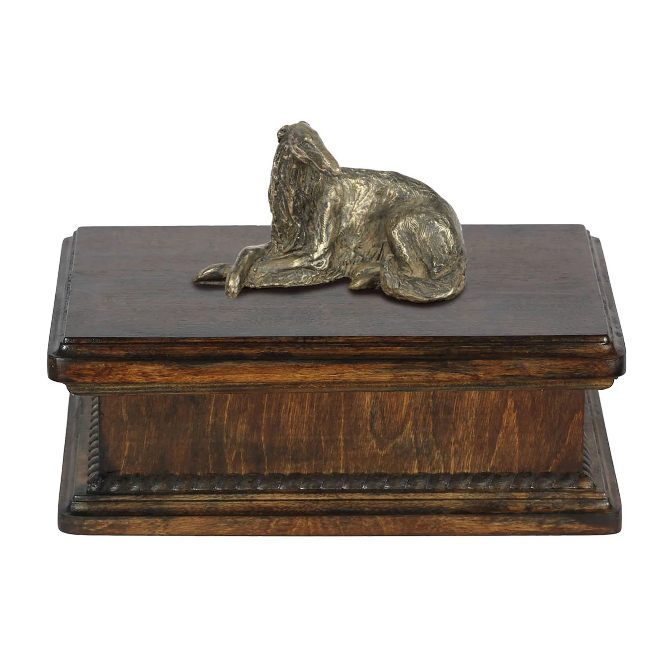 Elegante urn voor Borzoi-hond, met beeldje voor hondenas.