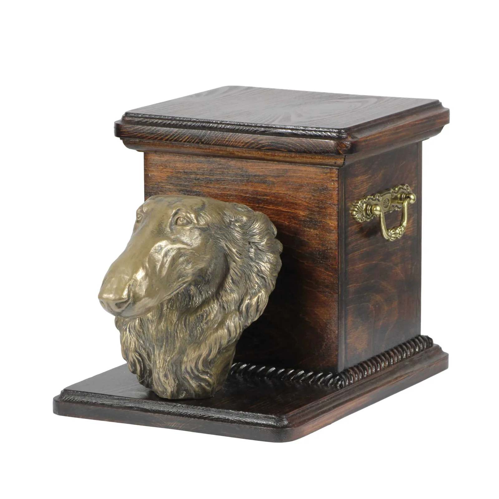 Elegante urn voor Borzoi-hond met beeldje voor hondenas.
