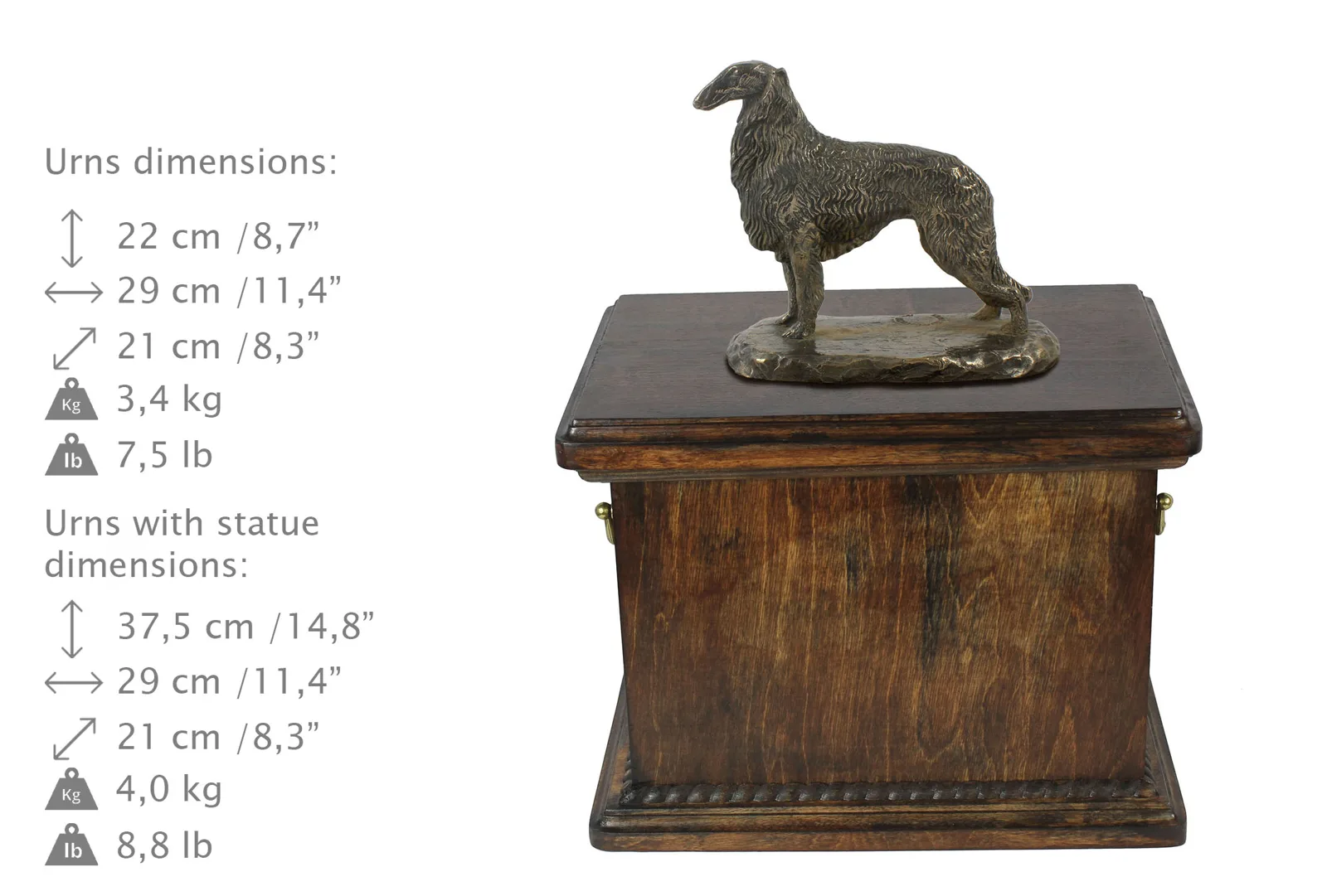 Elegante urn voor Borzoi met beeldje in klassieke stijl — foto 3