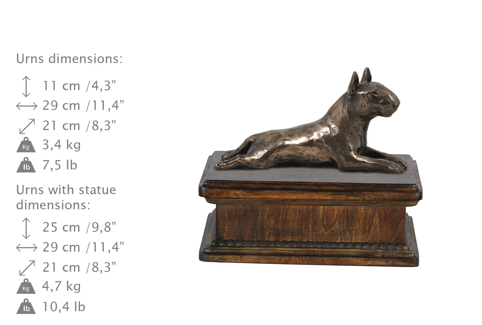 Elegante urn voor Bull Terrier as met beeldje van hond — foto 3