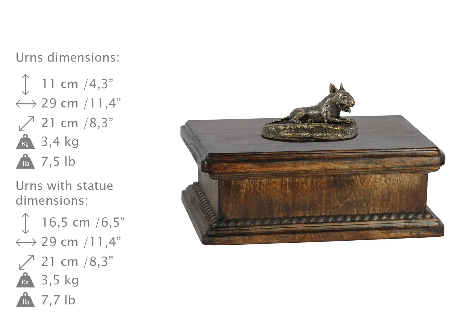 Elegante urn voor Bull Terrier as met beeldje van hond — foto 3