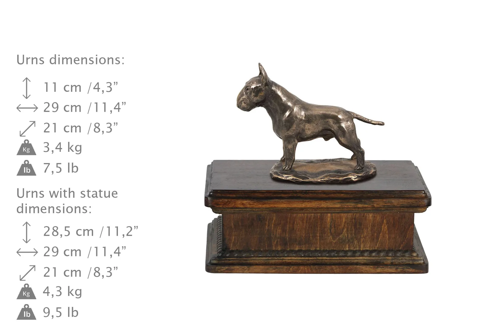 Elegante urn voor Bull Terrier as met klassieke hondensculptuur — foto 3