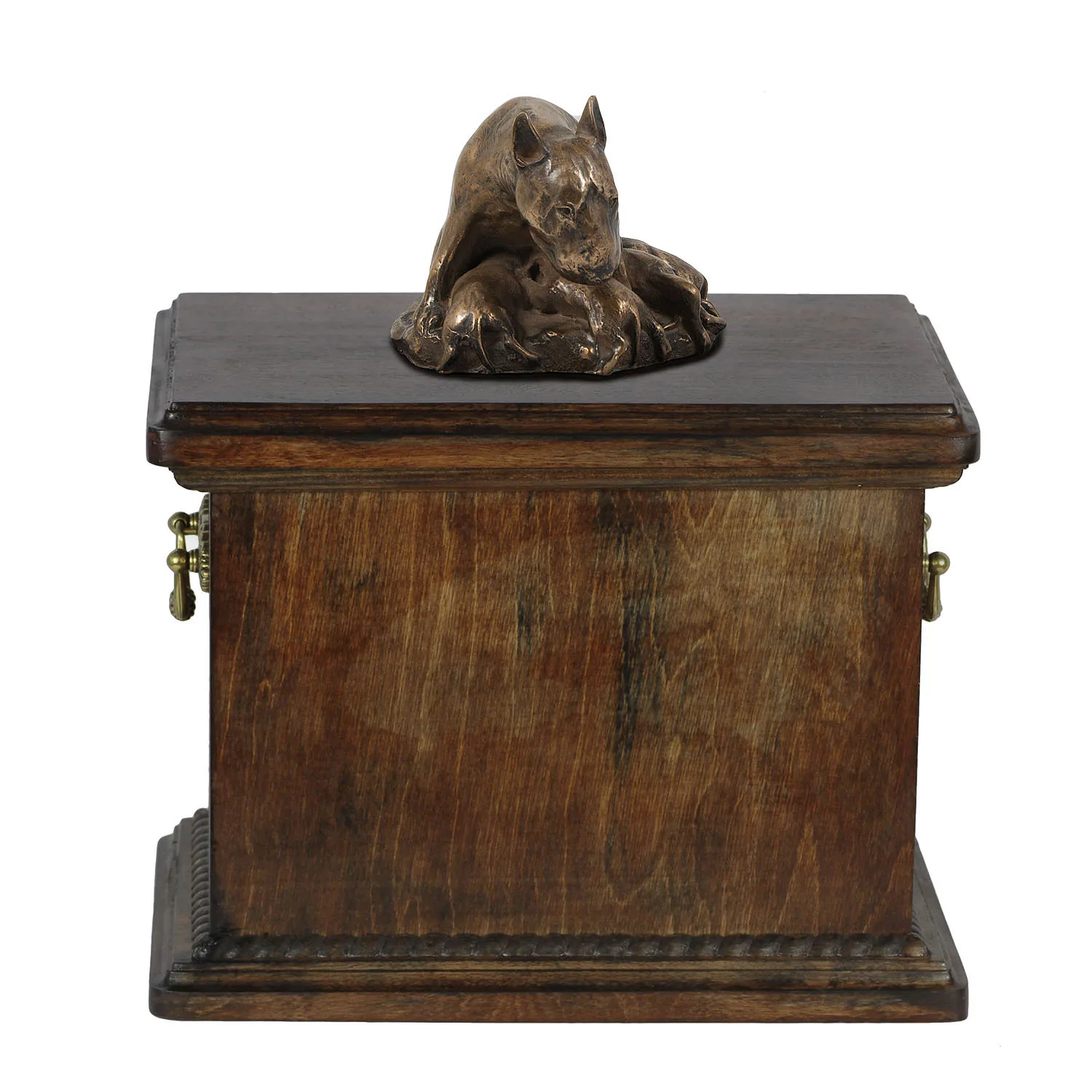 Elegante urn voor Bull Terrier met beeldje in klassieke stijl