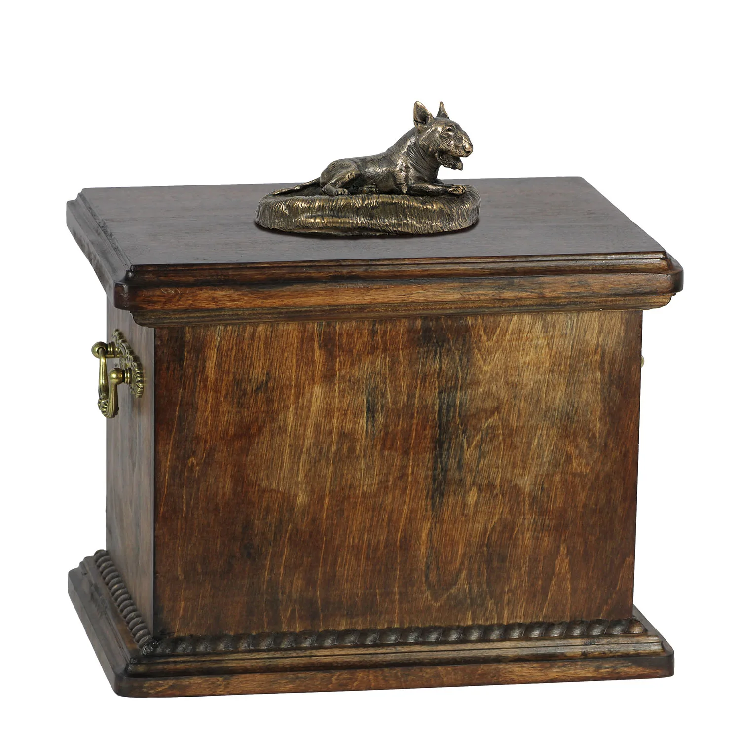 Elegante urn voor Bull Terrier met beeldje in klassieke stijl