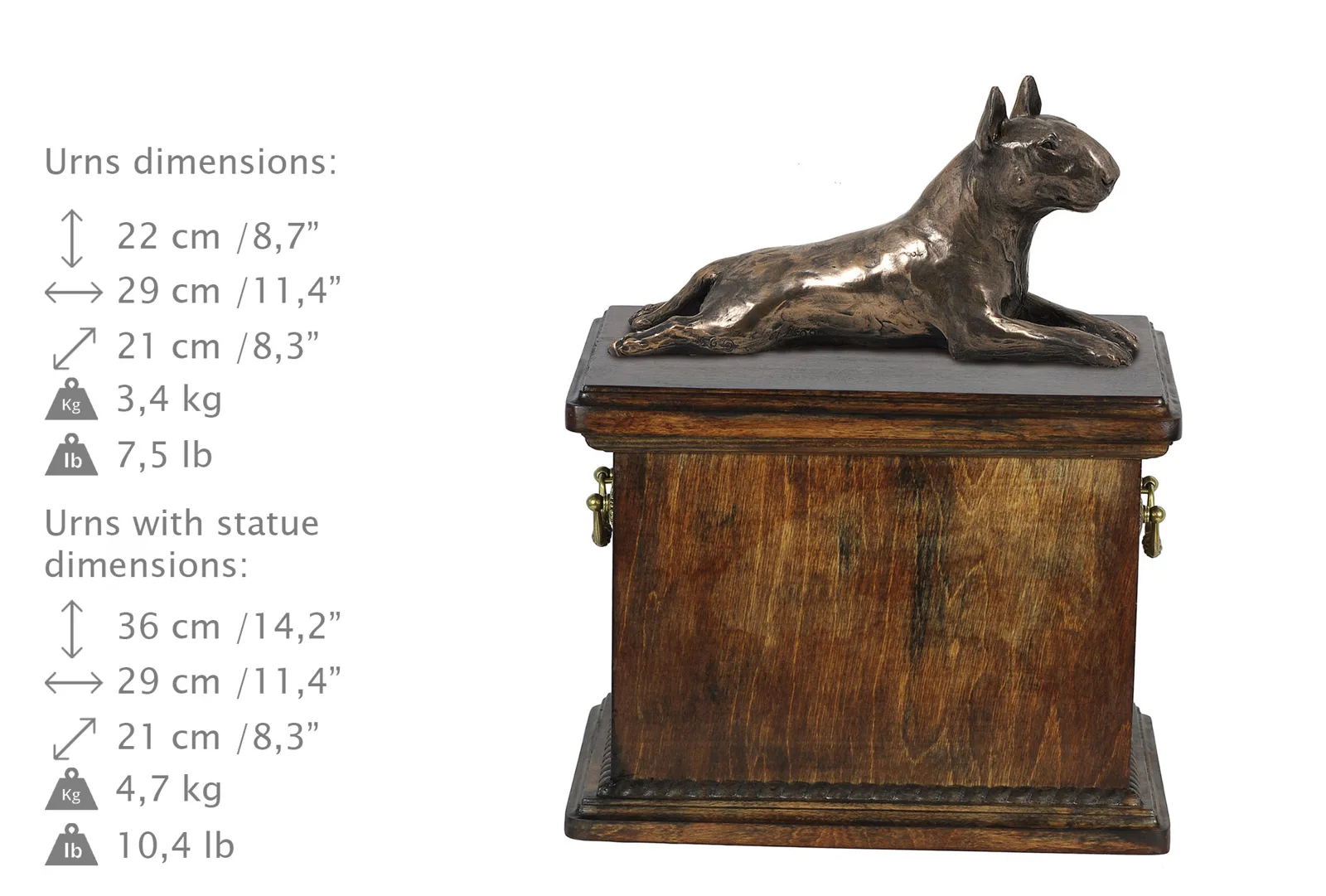 Elegante urn voor Bull Terrier met beeldje in klassieke stijl — foto 3