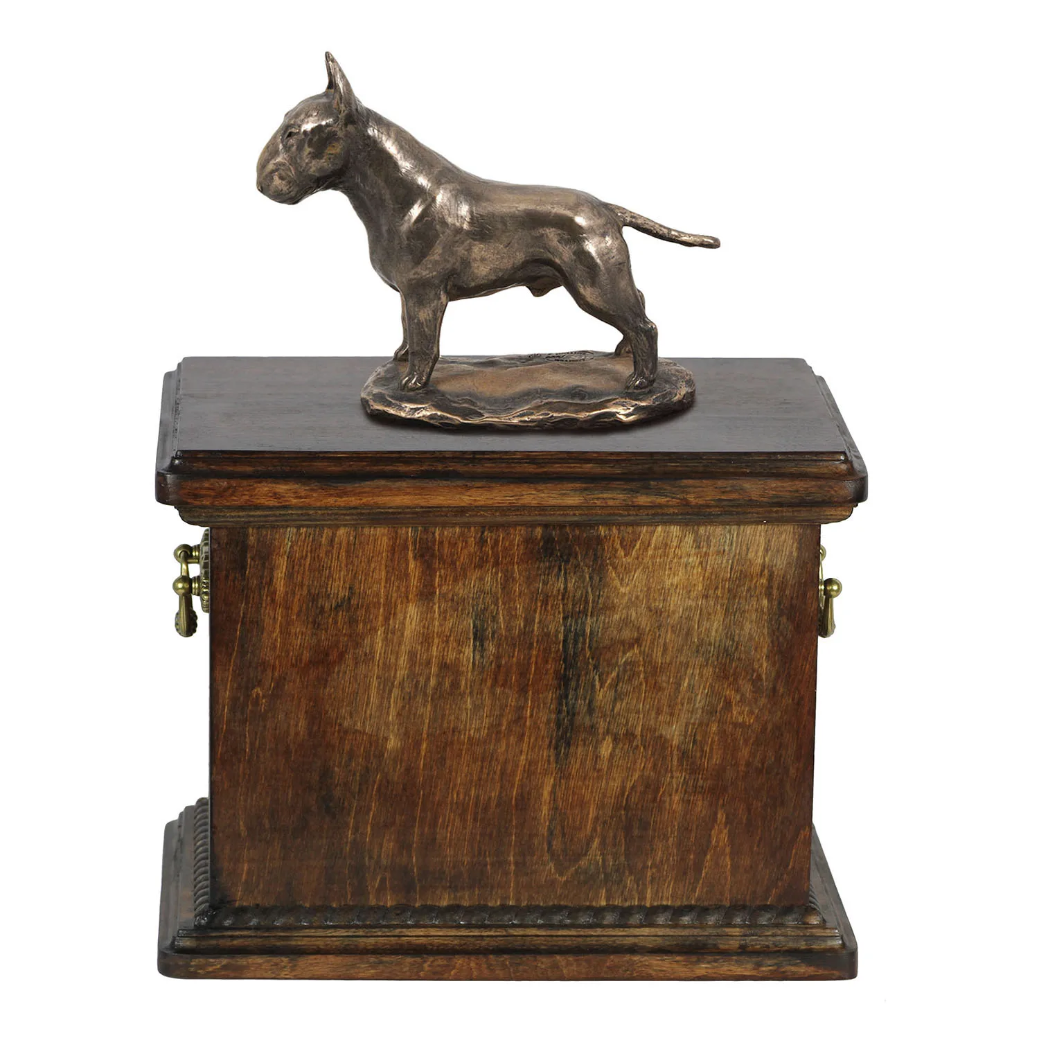 Elegante urn voor Bull Terrier met beeldje in klassieke stijl