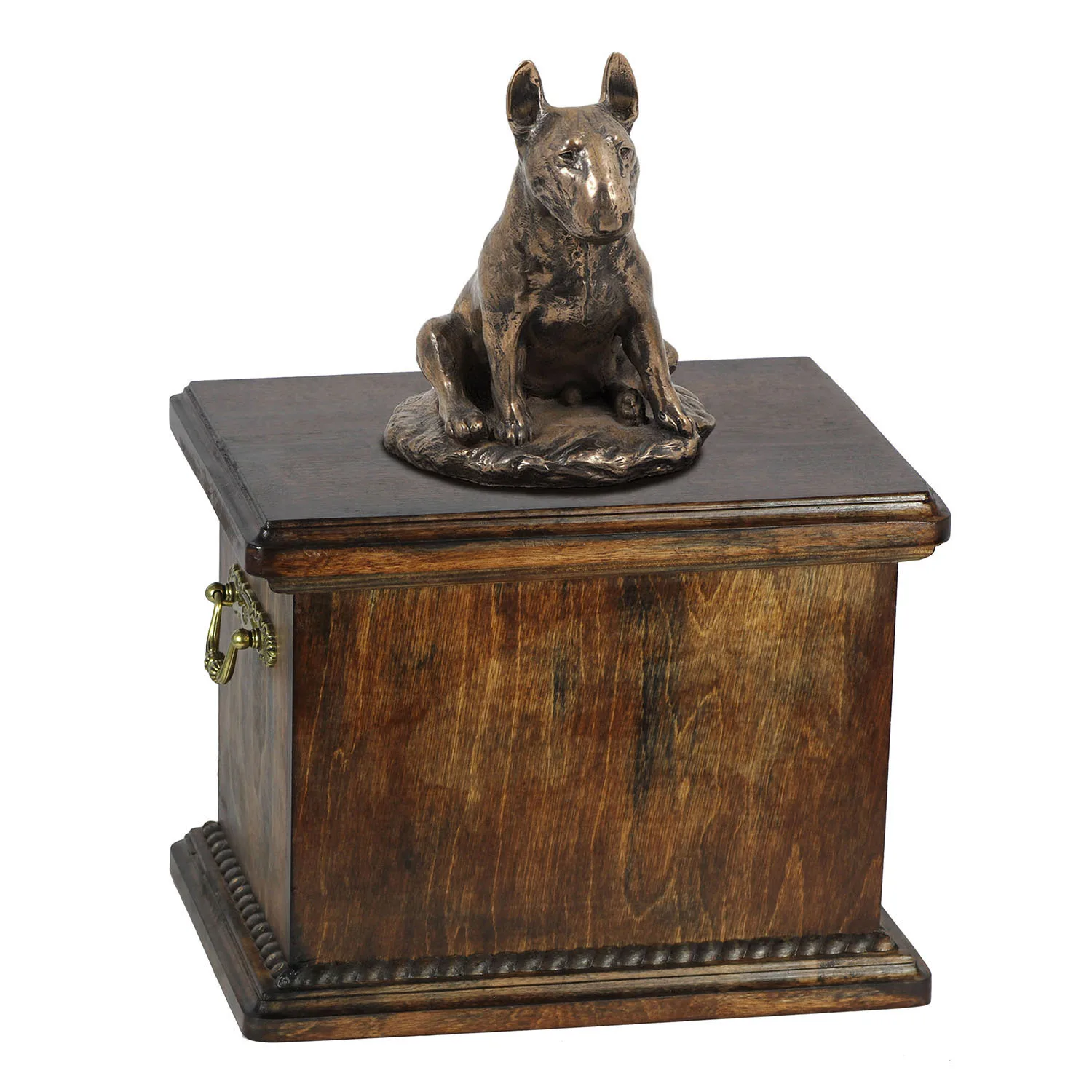 Elegante urn voor Bull Terrier met beeldje in klassieke stijl