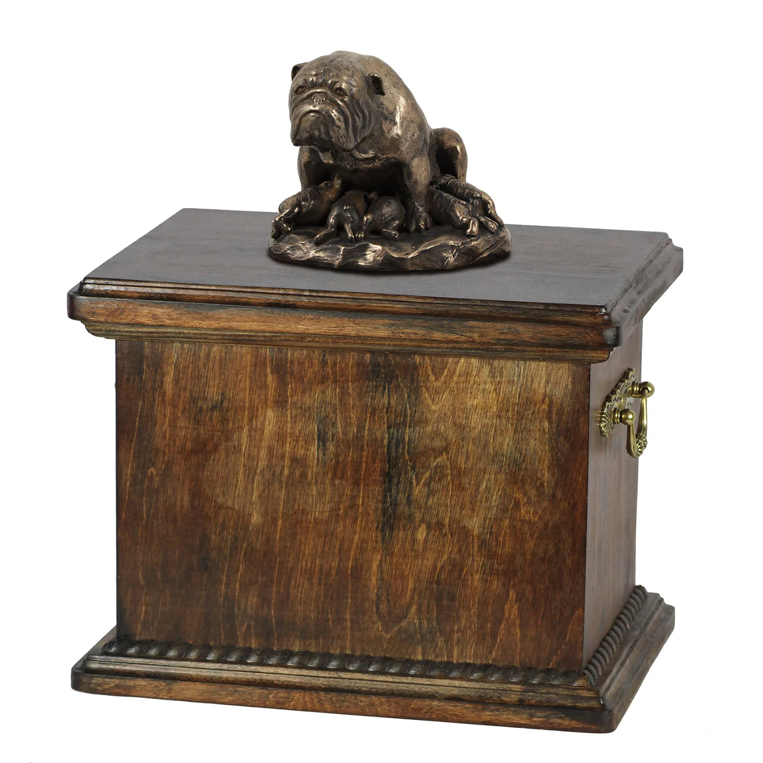 Elegante urn voor bulldog as met beeldje in klassieke stijl — foto 2