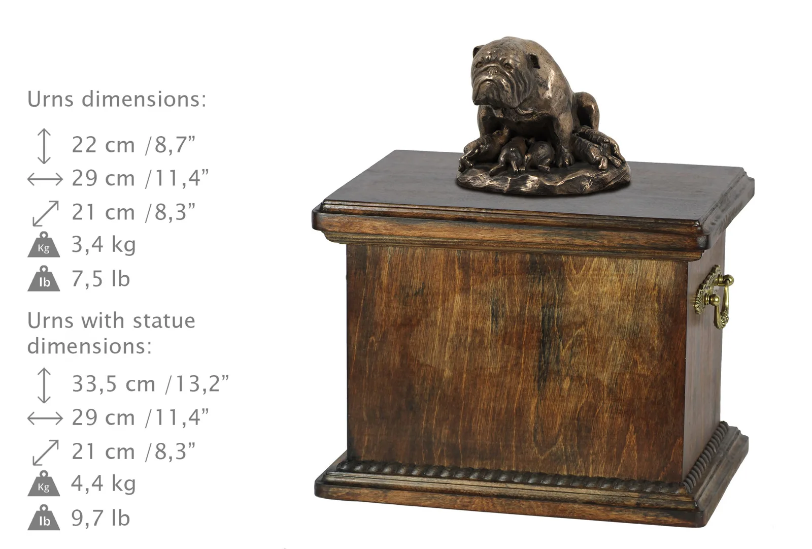 Elegante urn voor bulldog as met beeldje in klassieke stijl — foto 3