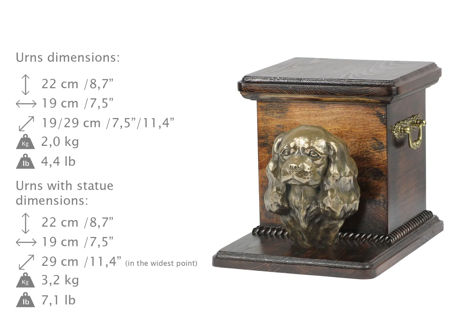 Elegante urn voor Cavalier King Charles Spaniel met hondenbuste — foto 8
