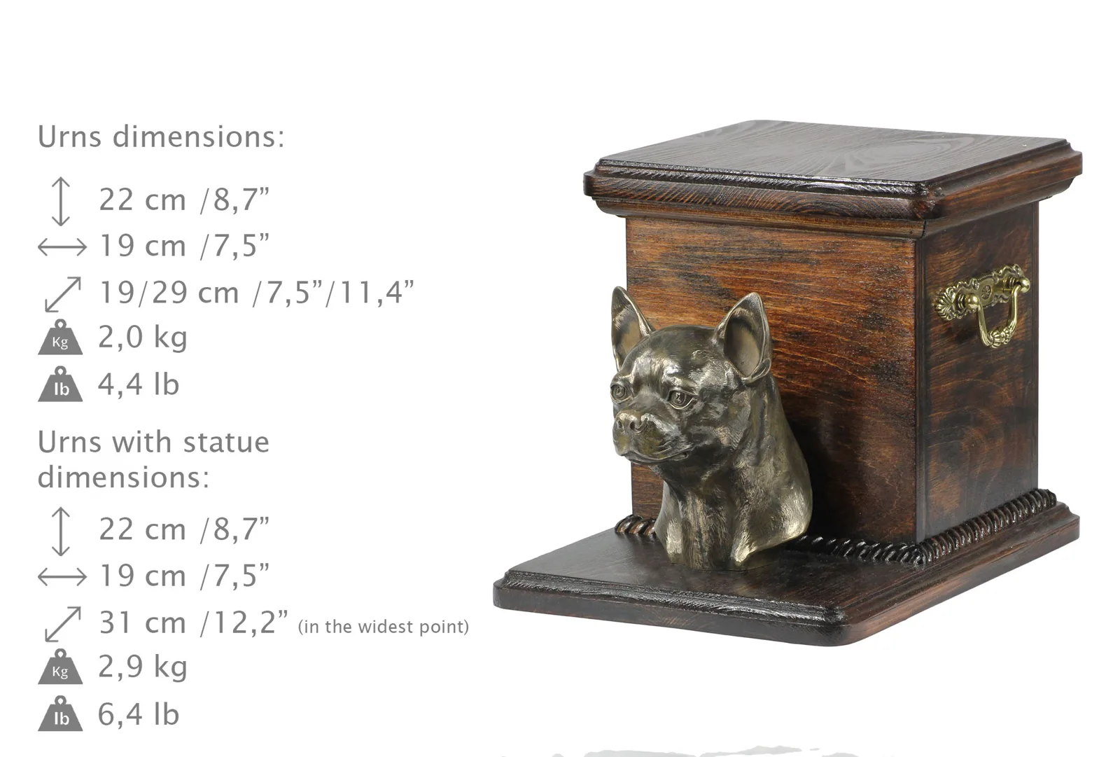 Elegante urn voor Chihuahua met hondenbuste voor asbewaring — foto 8